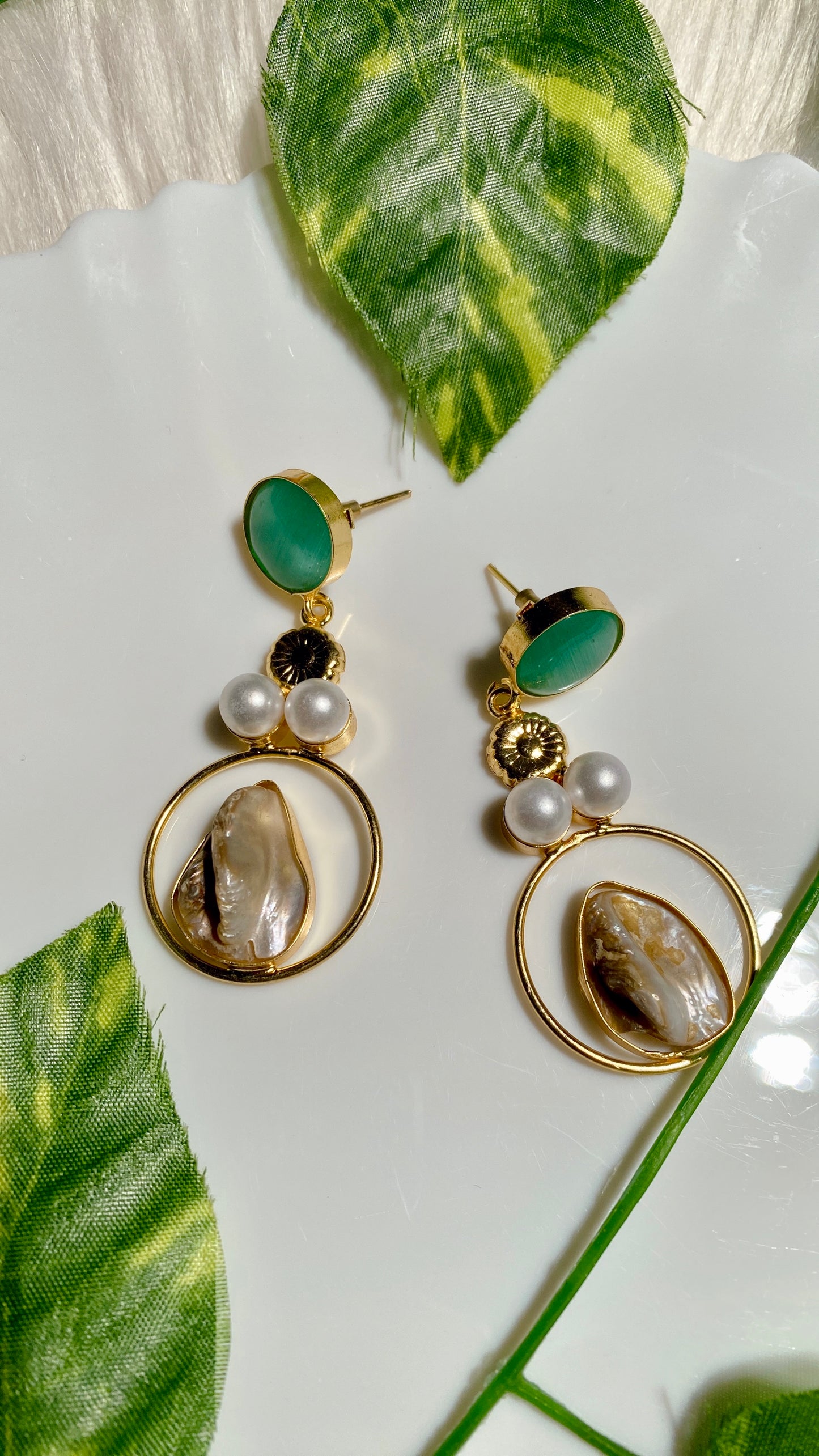 Divya Mint Green MOP Earrings
