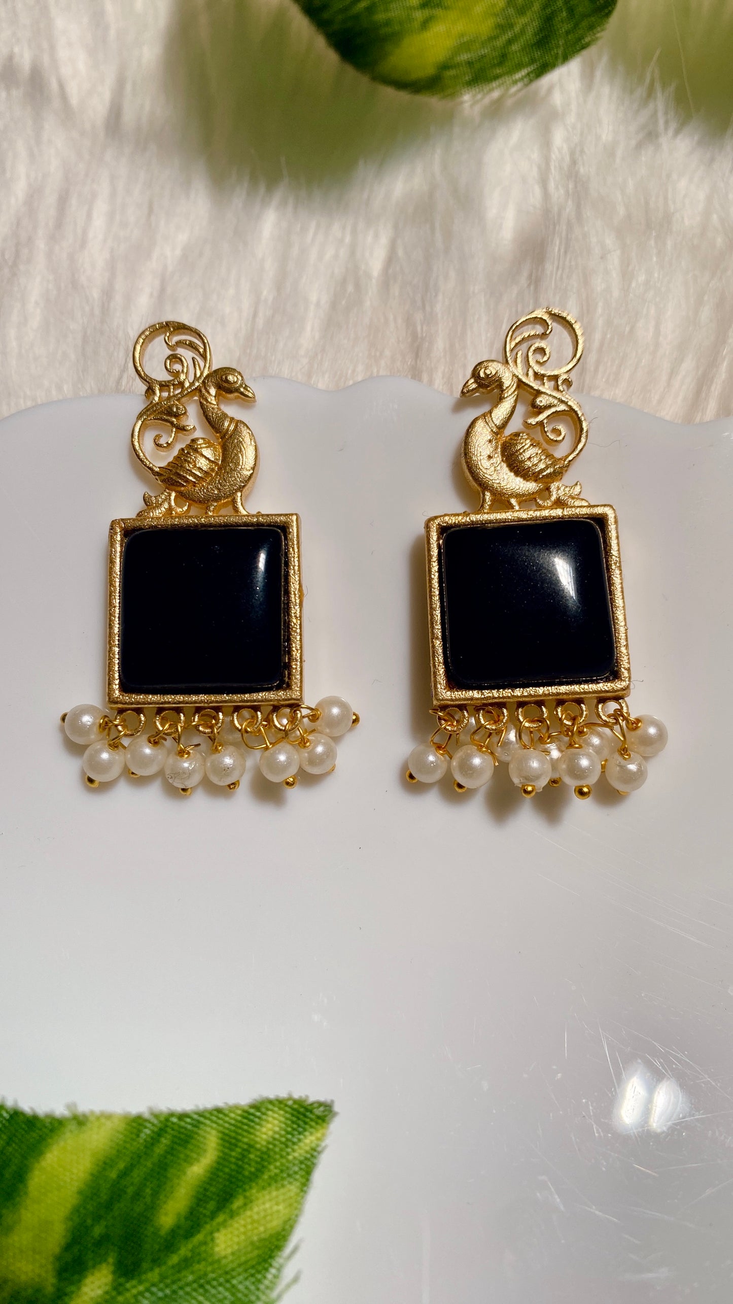 Peacock Prism Black Earring
