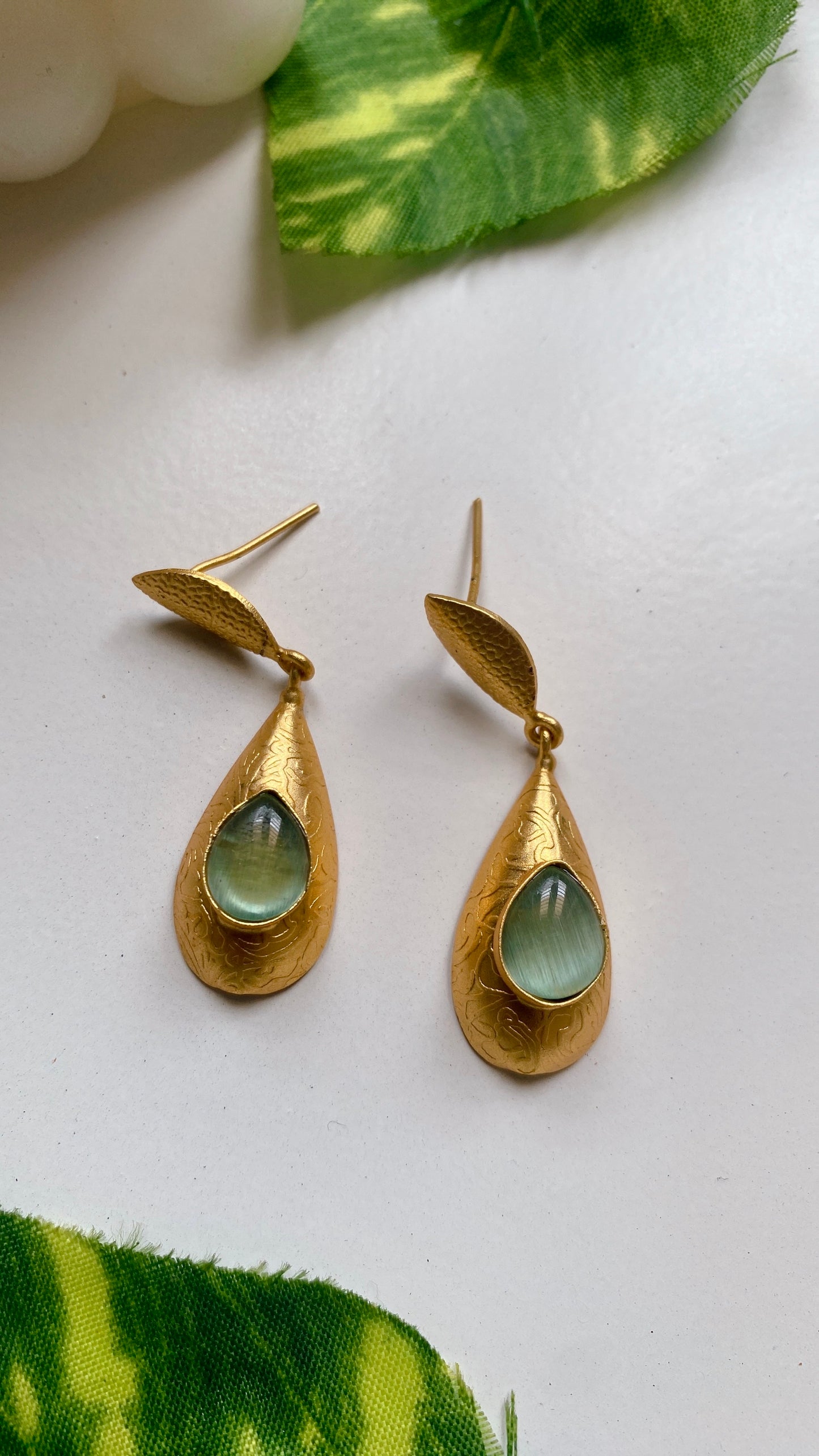 Divya Drop Earrings - Green