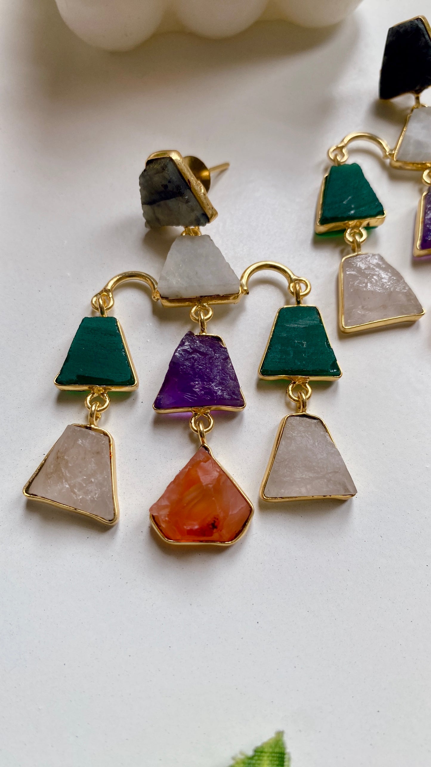 Lumi falls uncut stone Earrings