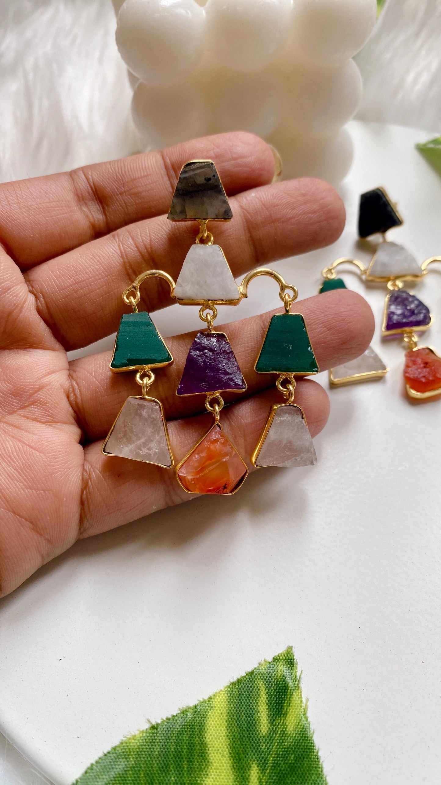 Lumi falls uncut stone Earrings