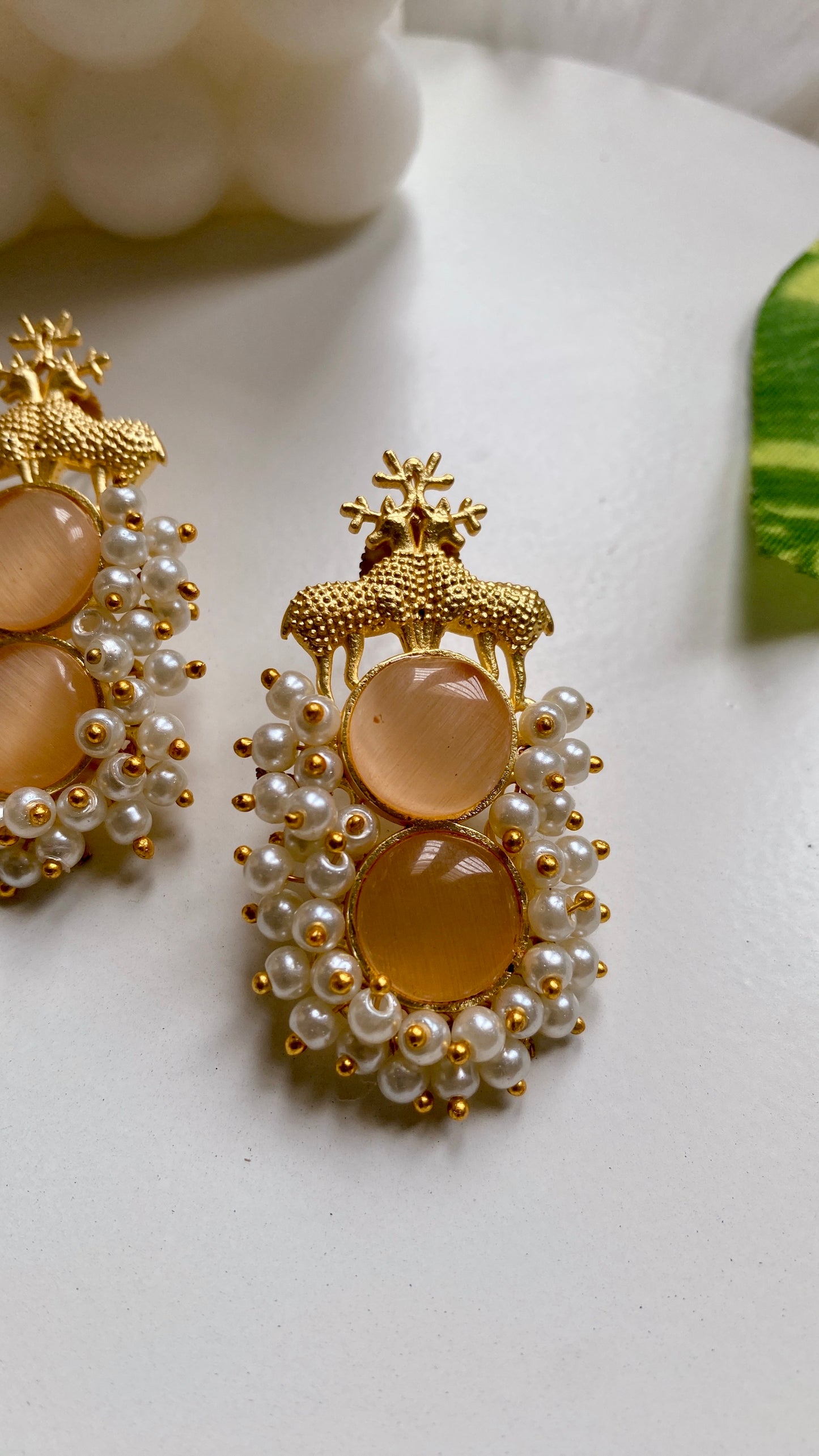 Manmohini Earrings - Peach