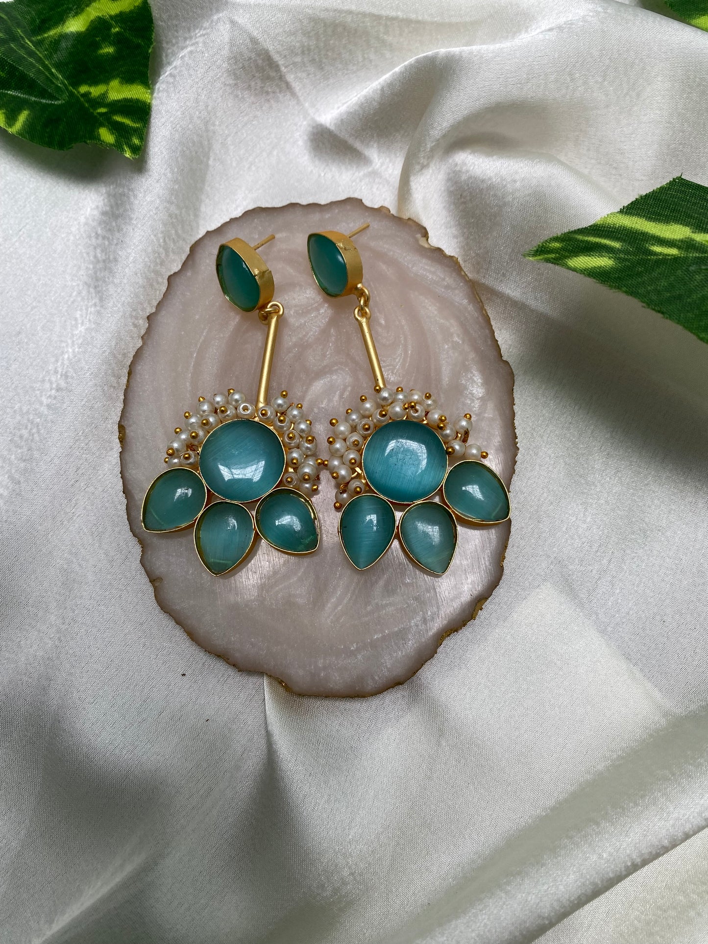 Petal Posh Teal Earrings