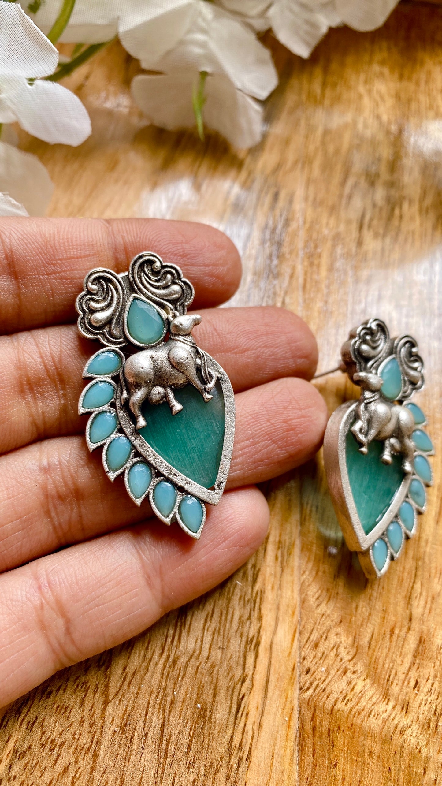 Devika Studs - Sky Blue