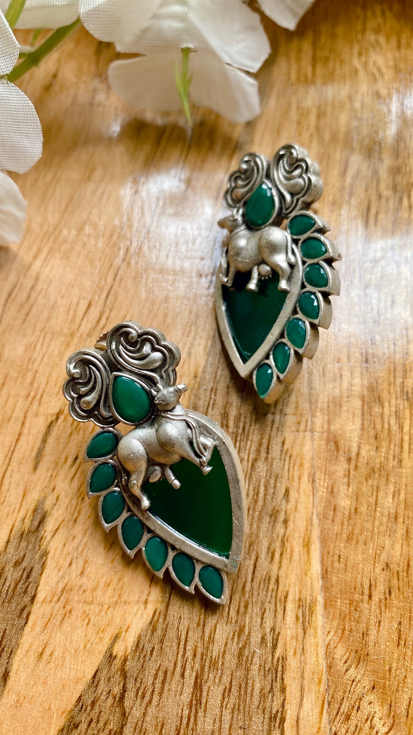 Devika Studs - Green