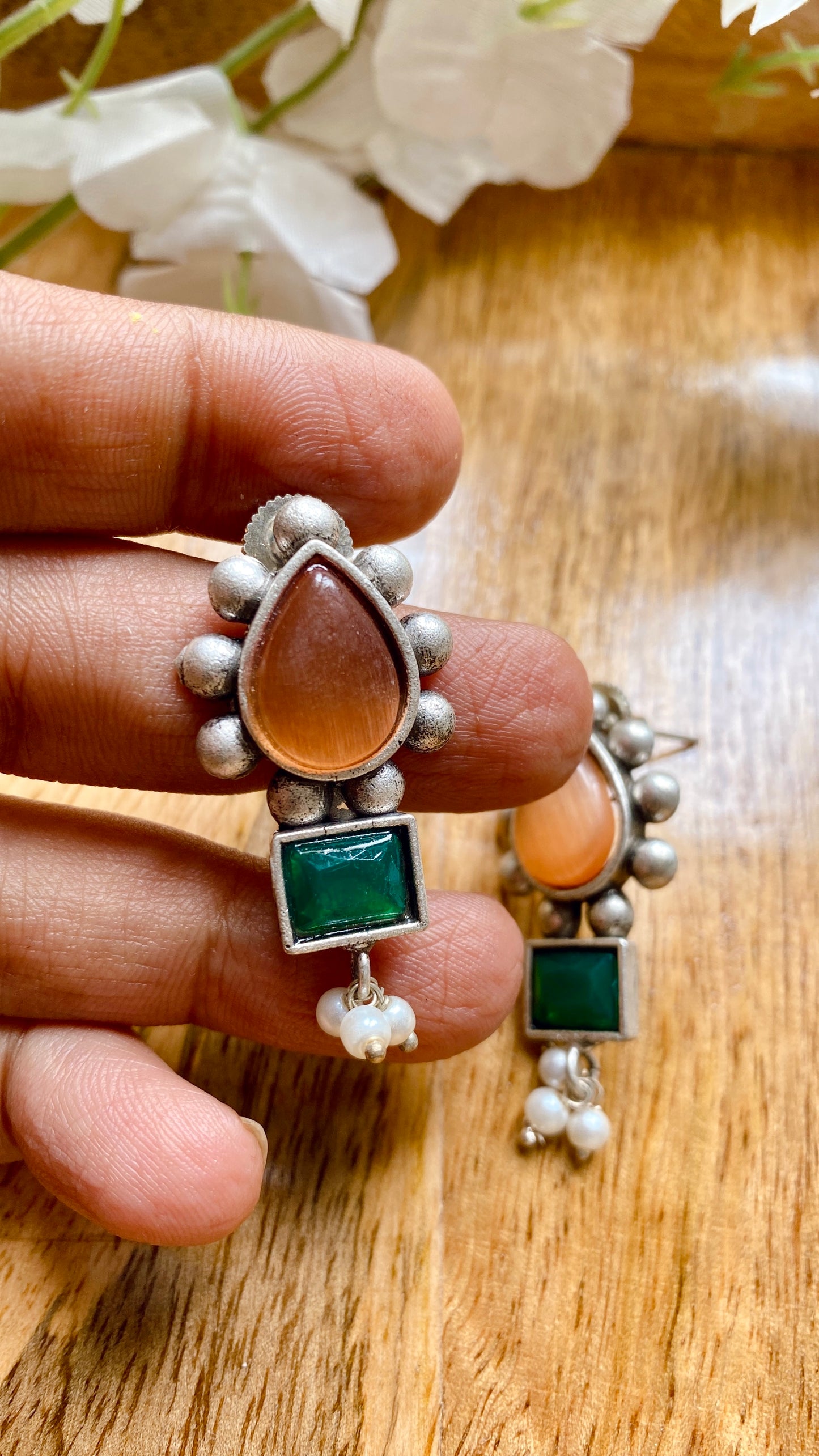 Ishita Drops Earrings - Orange