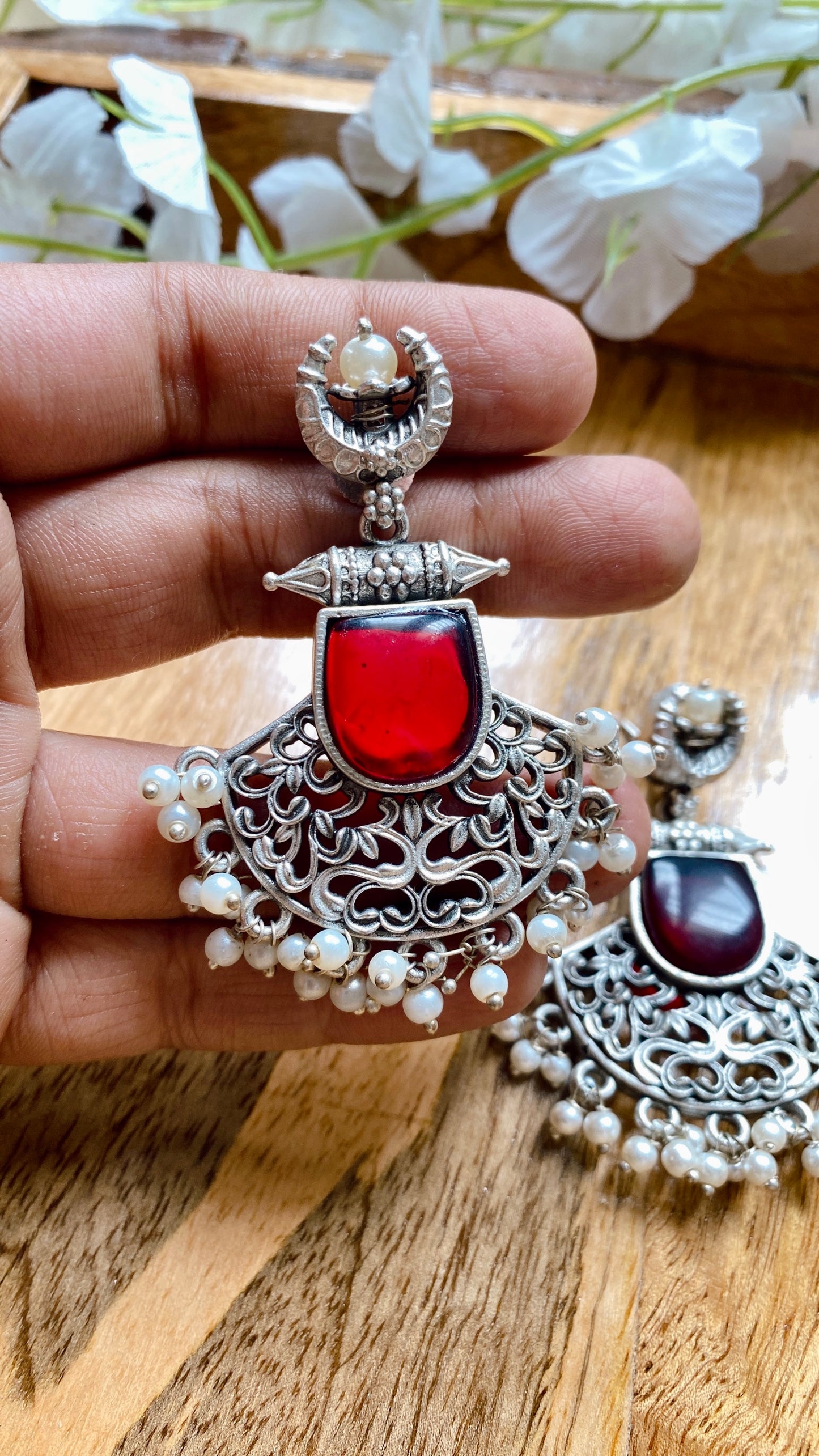 Ritika Earrings - Maroon