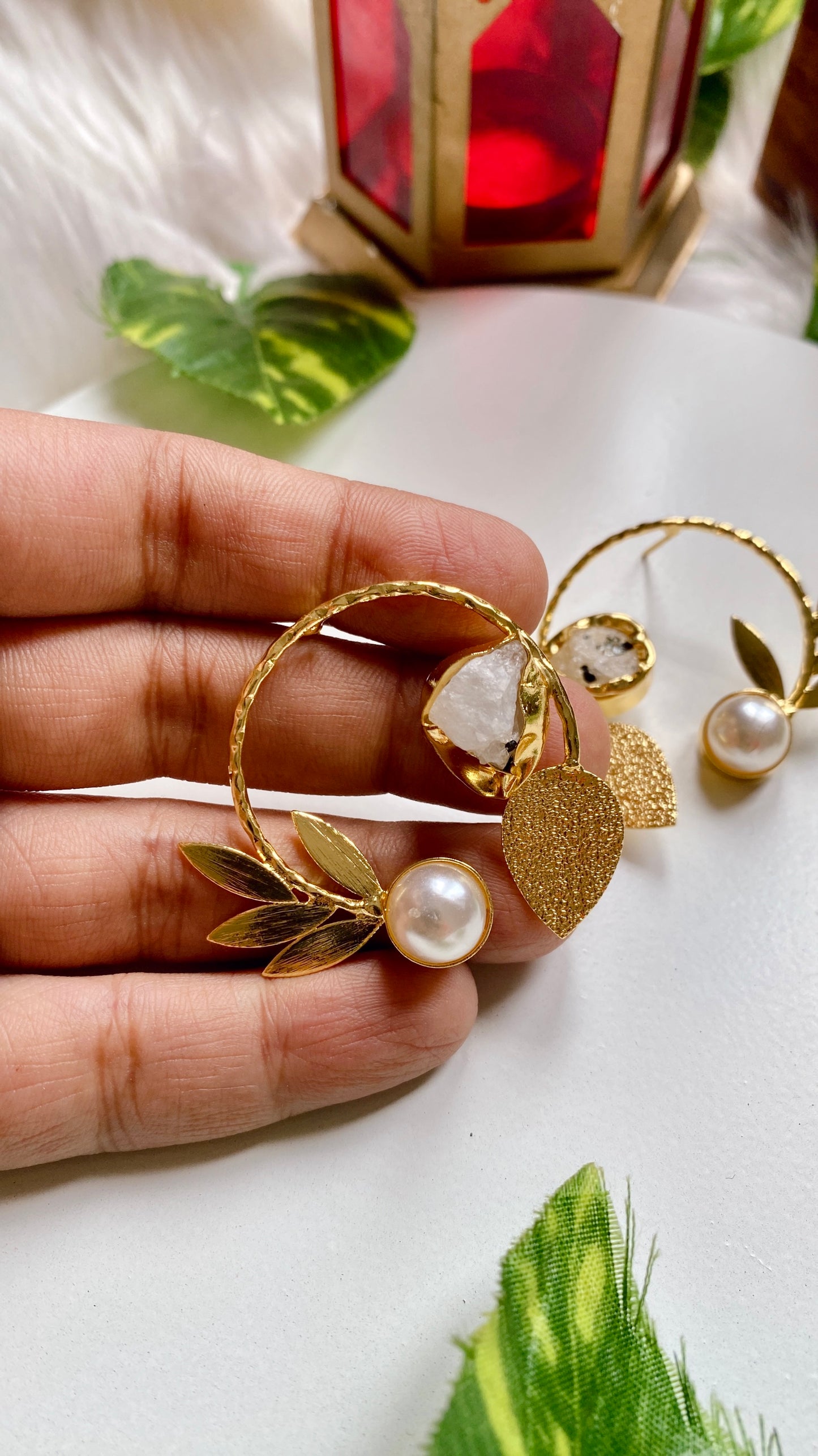 Diya Bloom Uncut Stone Earrings