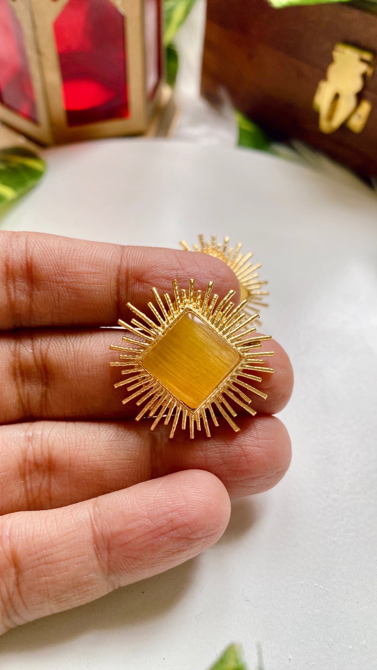 Diya Glow Studs - Yellow