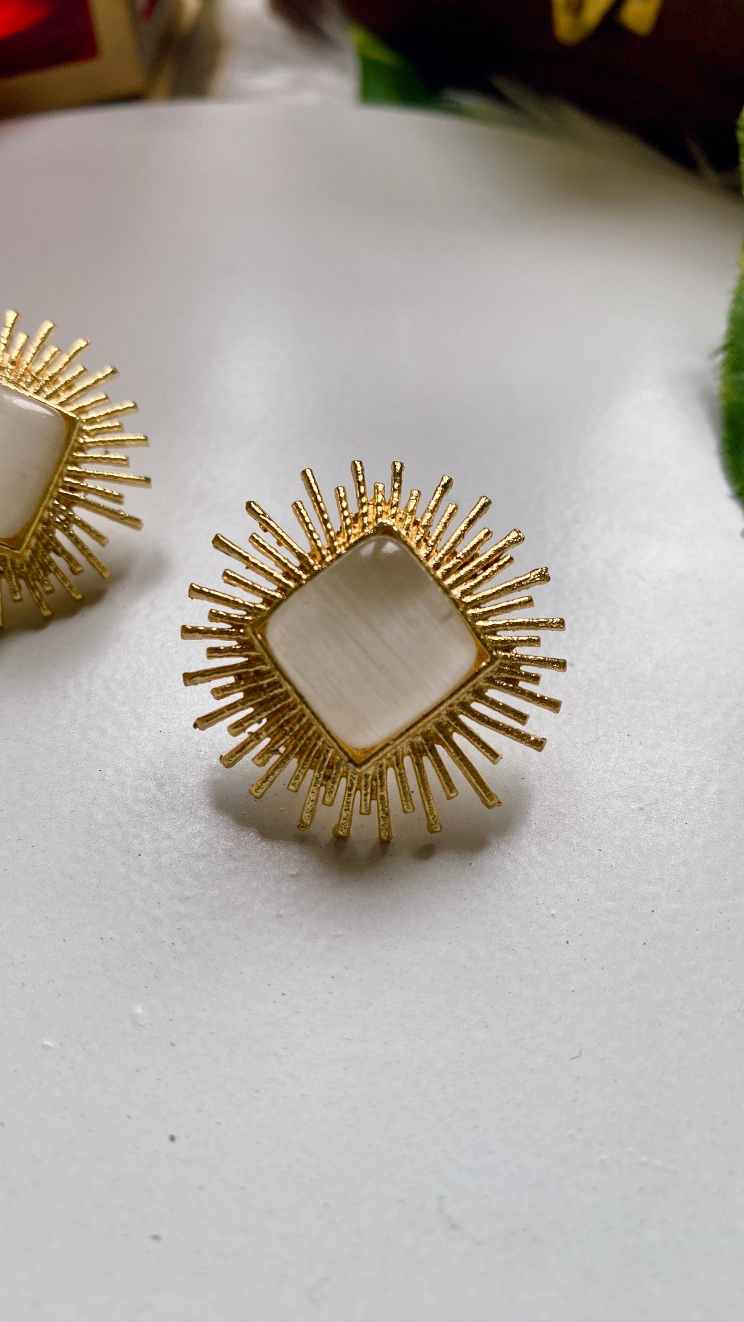 Diya Glow Studs - White