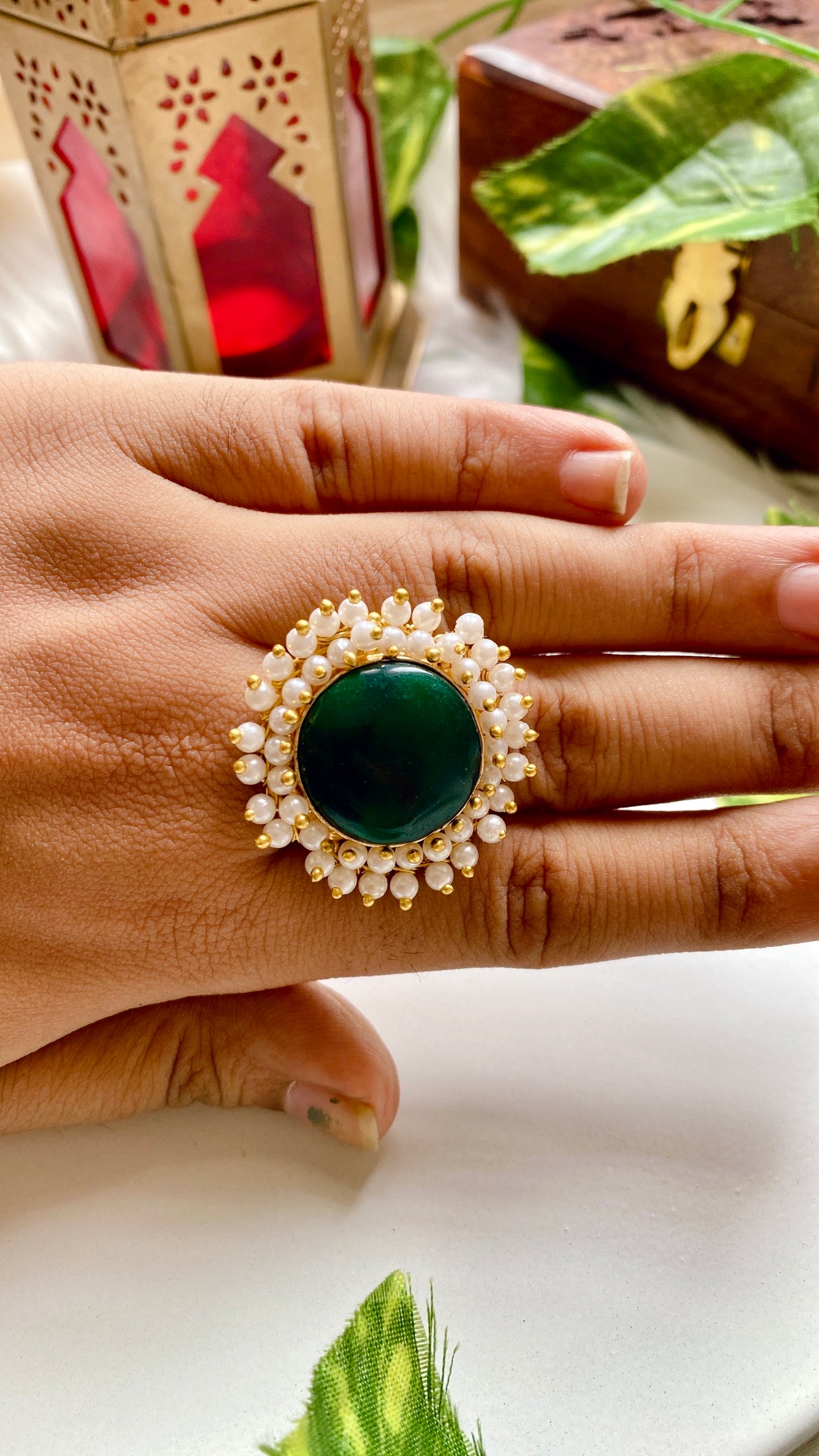 Juhi monalisa Rings - Green