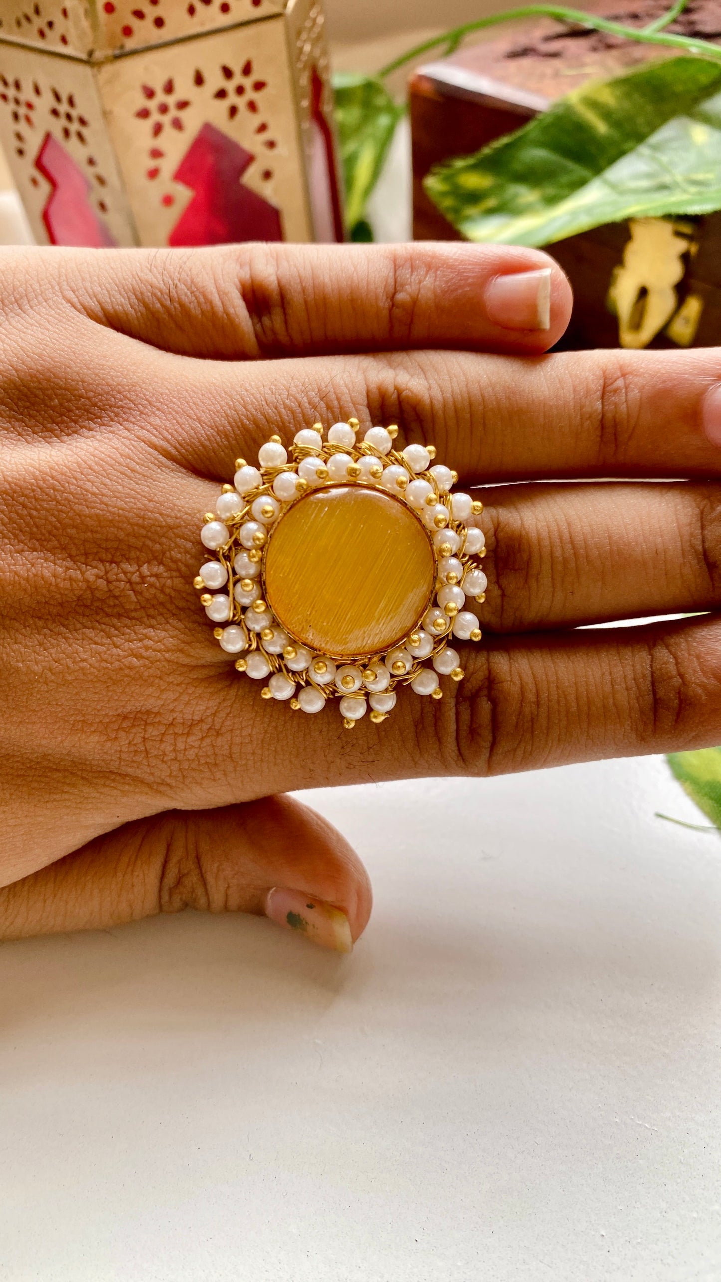 Juhi monalisa Rings - Yellow