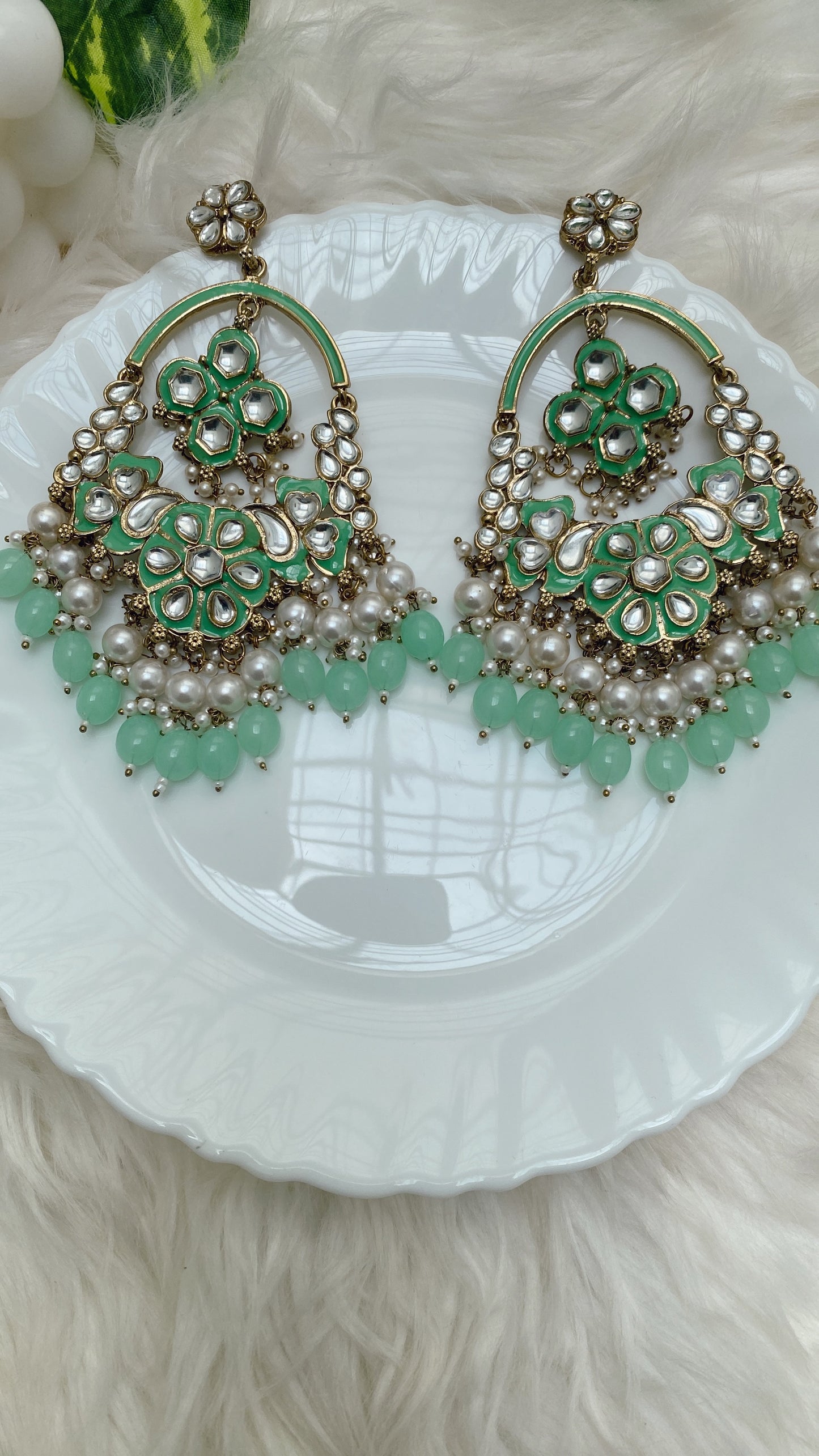 Namita Green Chandbali Earrings