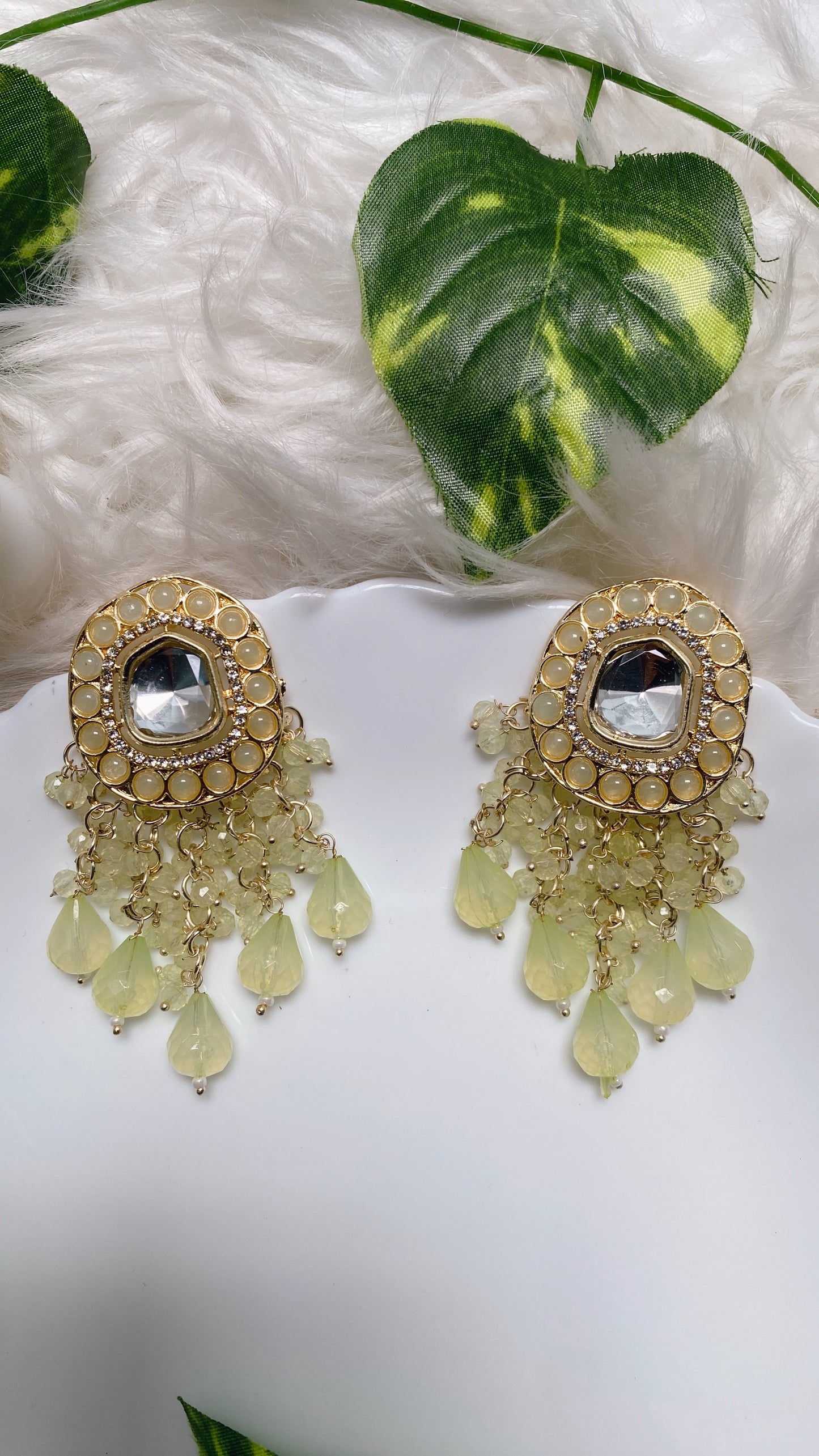 Ahana Mint Green Kundan Earrings