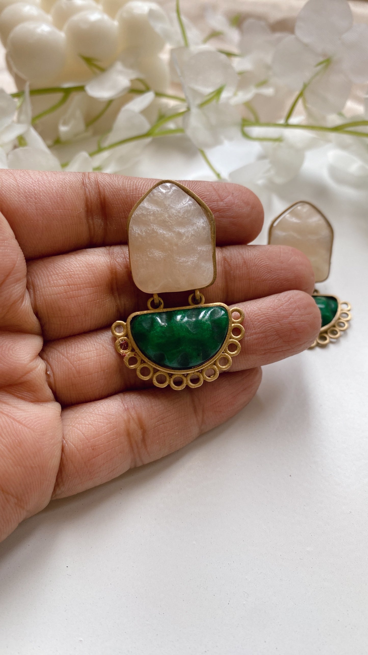 Green Halo Earrings