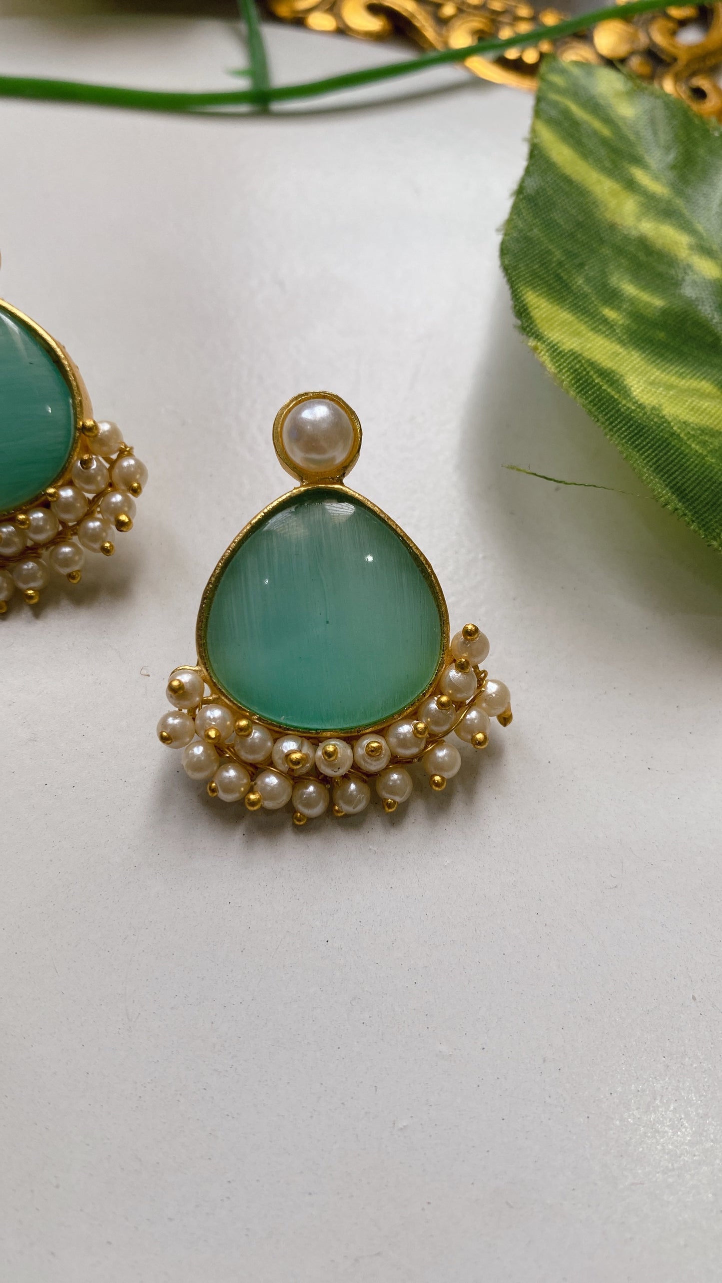 Mira Drop Earrings - Mint Green