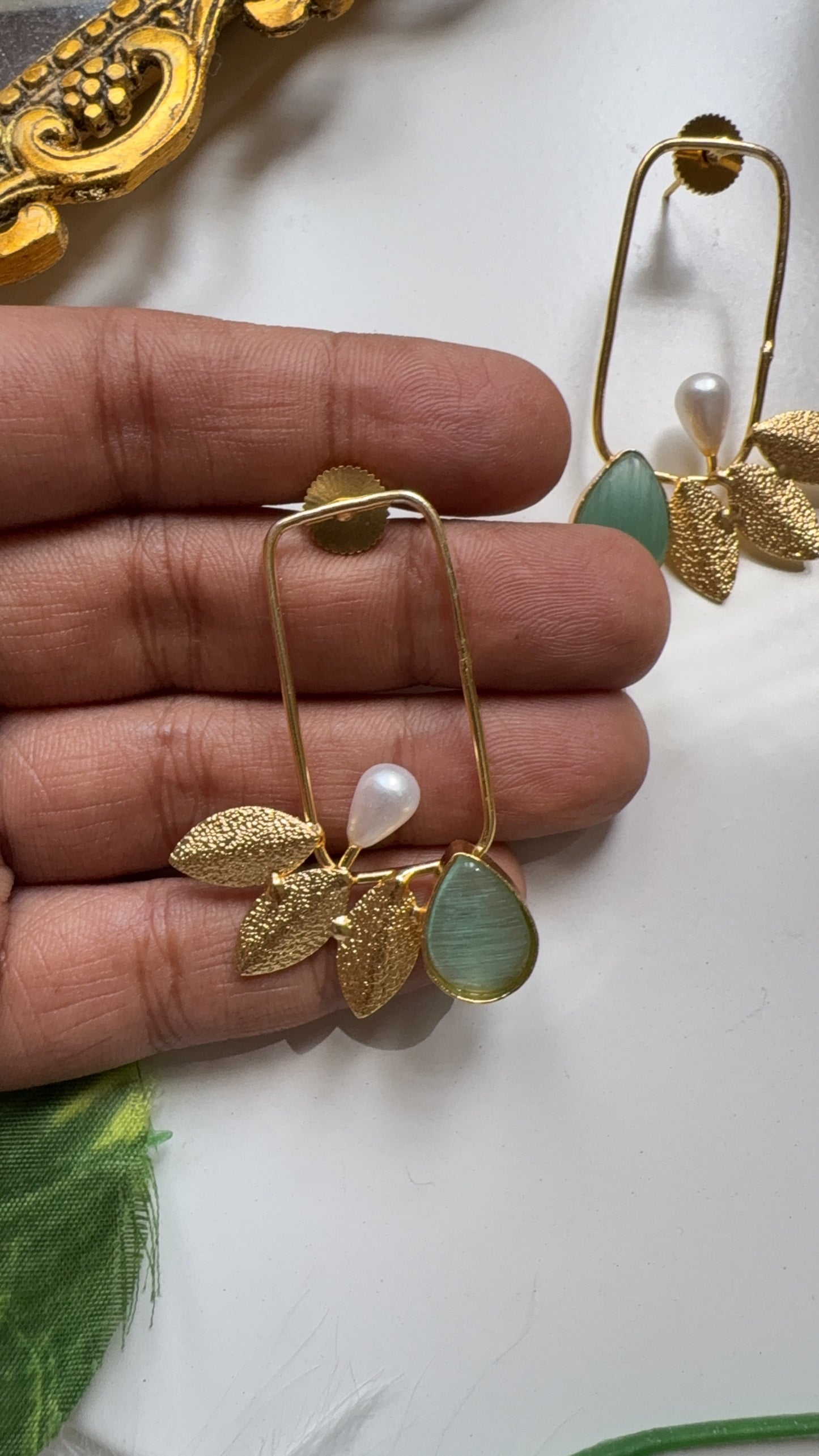 Misha Wings Earrings - Mint Green