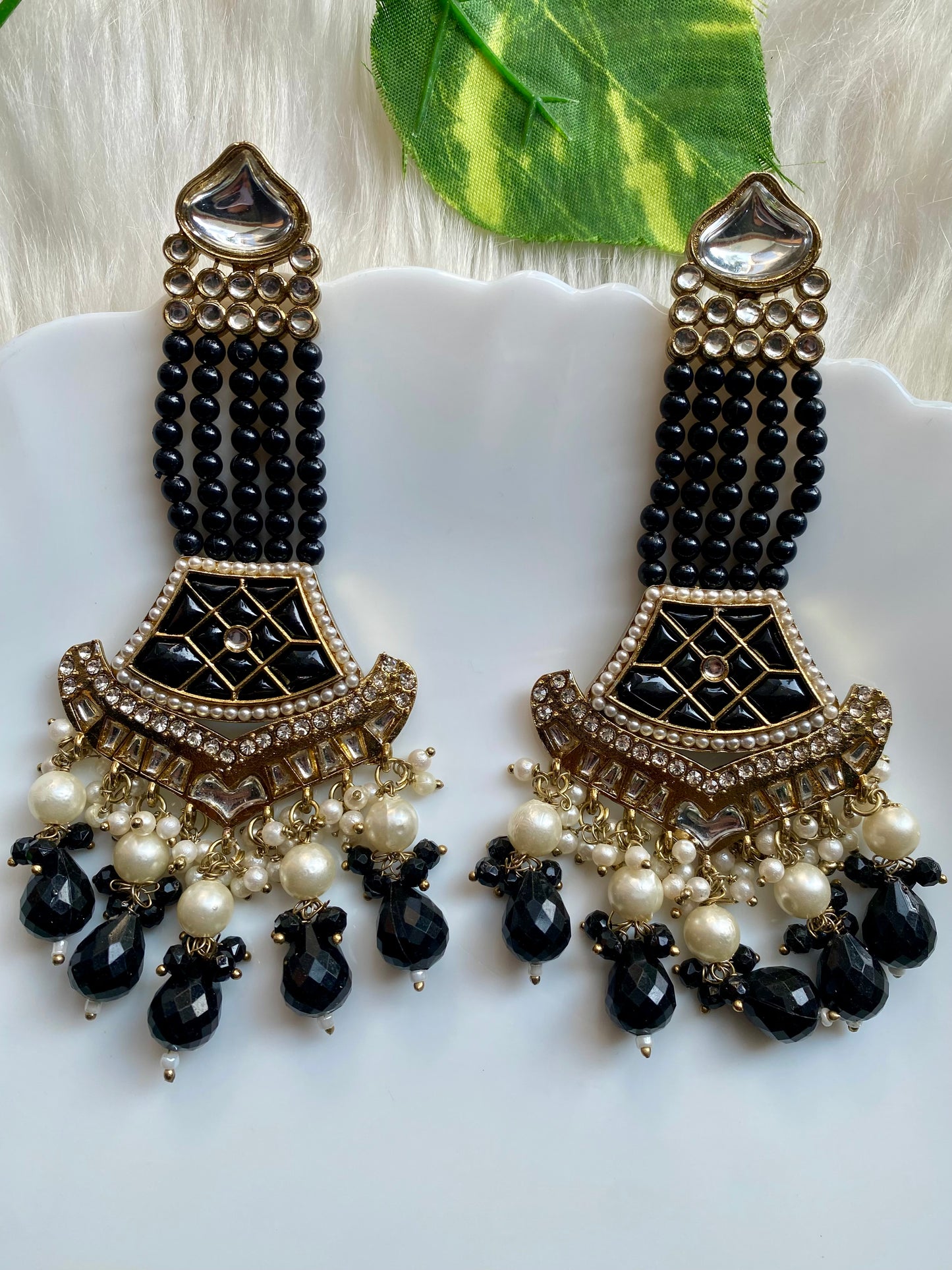 Tara Long Black Earrings