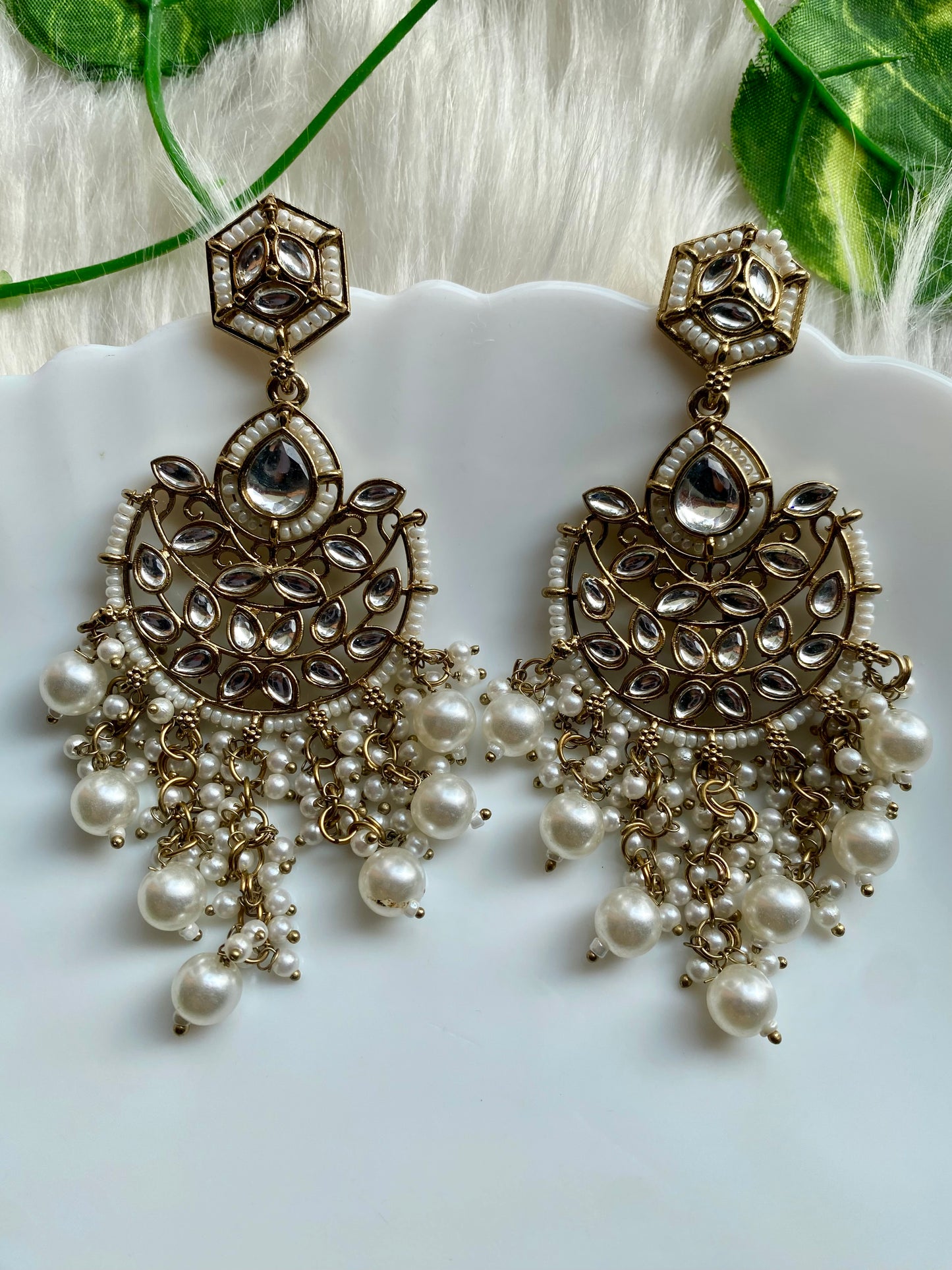 Ishika White Earrings