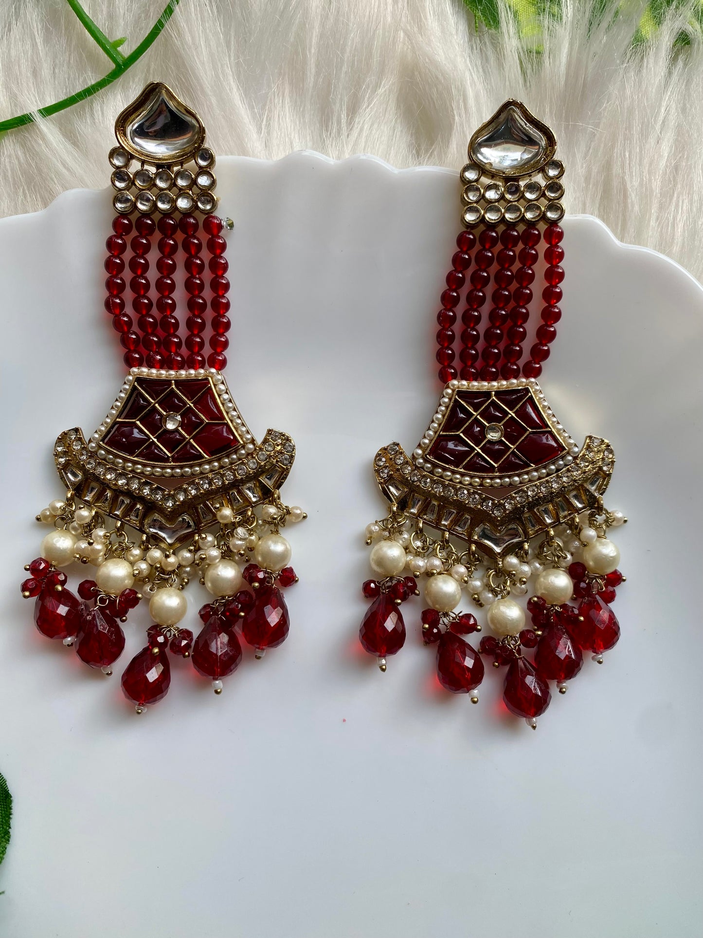 Tara Long Red Earrings