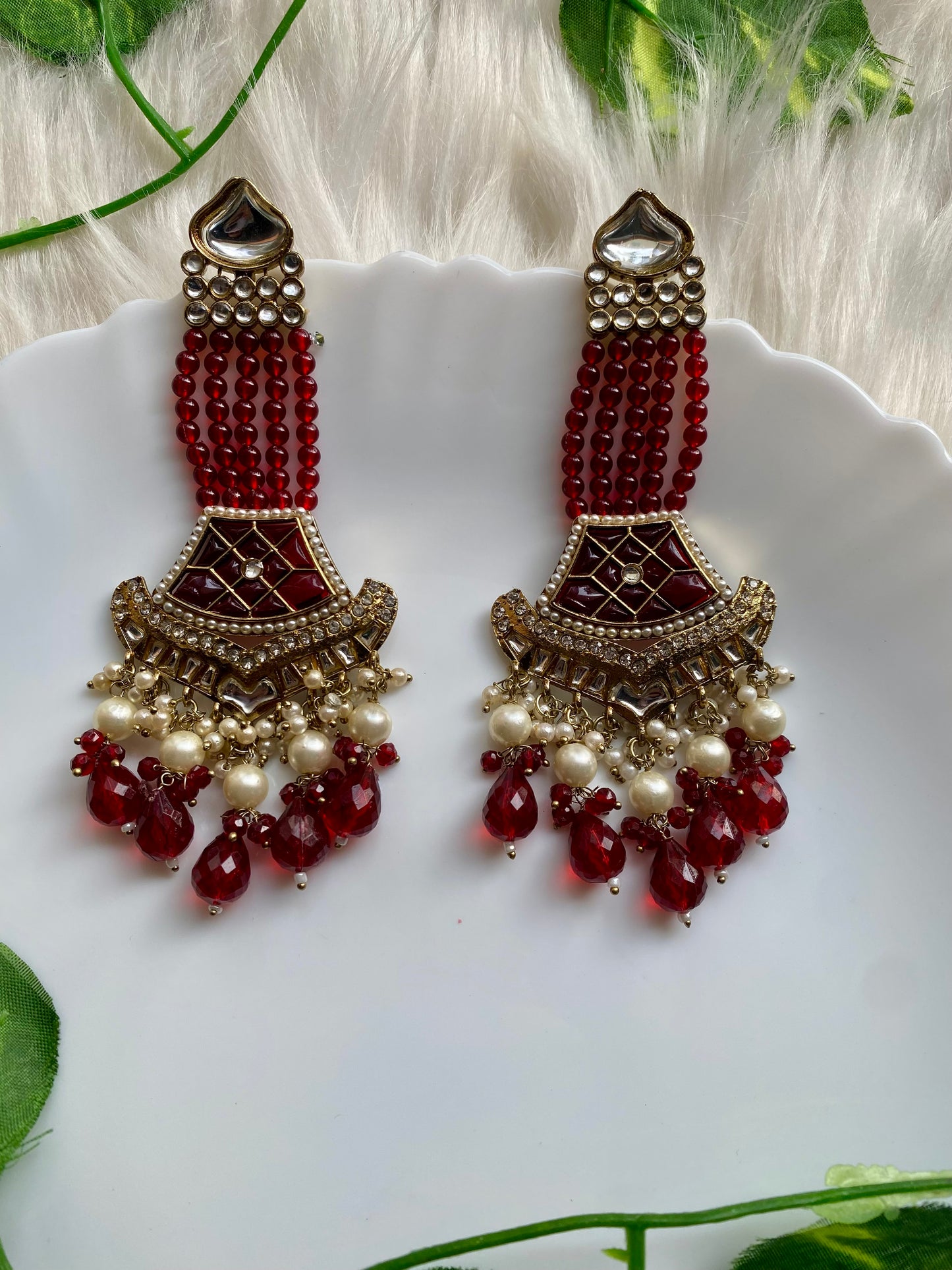 Tara Long Red Earrings