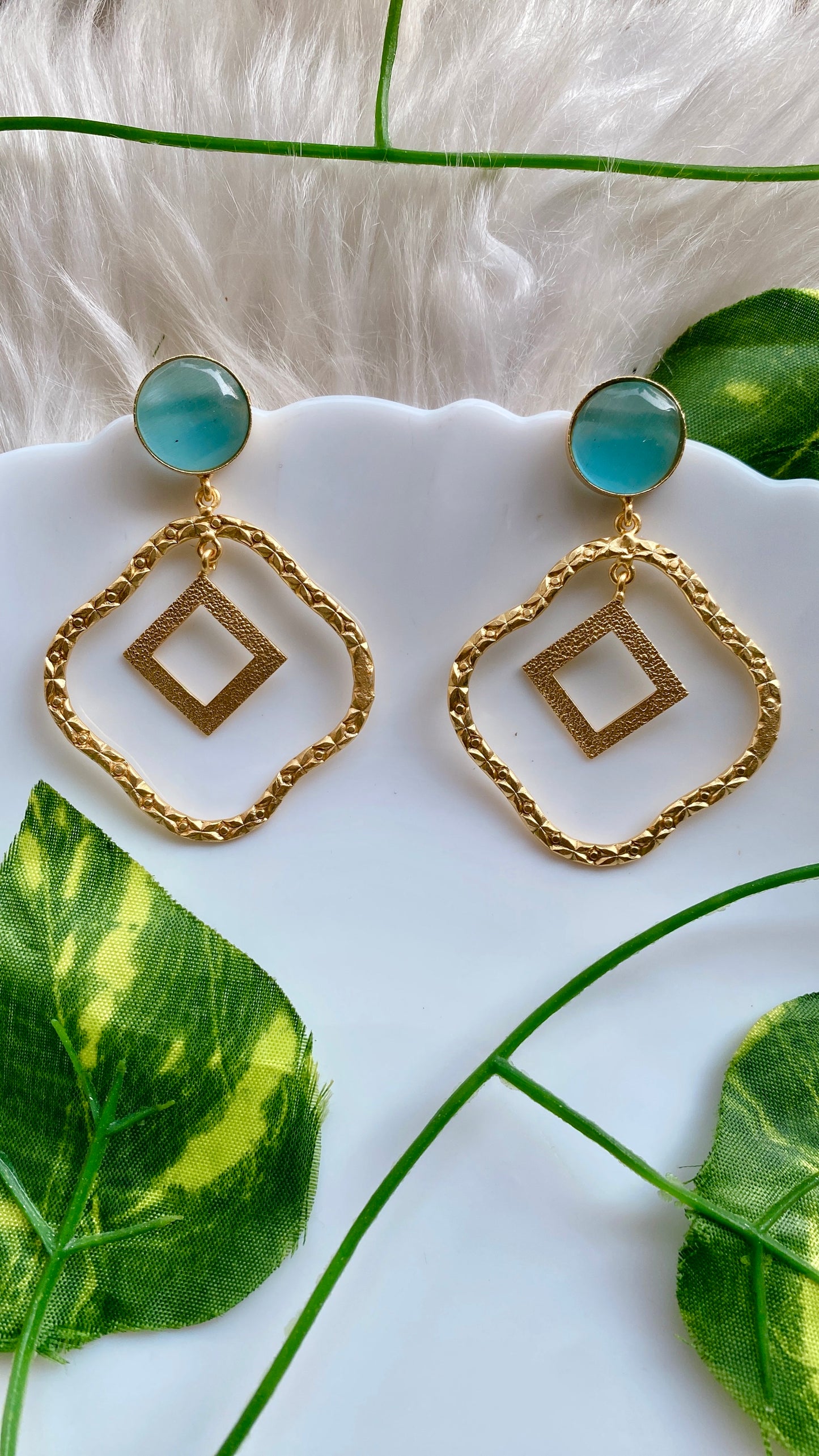 Enchanted dangles Aqua Blue Earrings