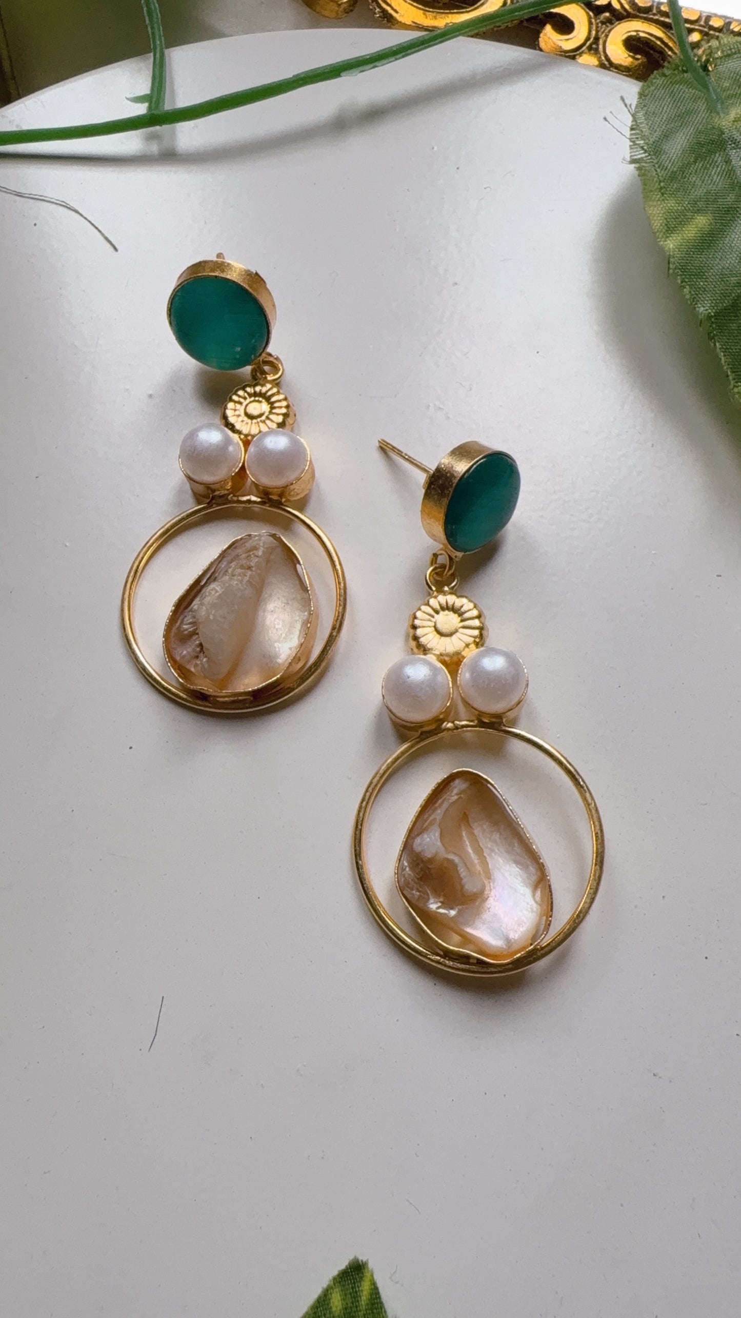 Divya MOP Earrings - Sky Blue