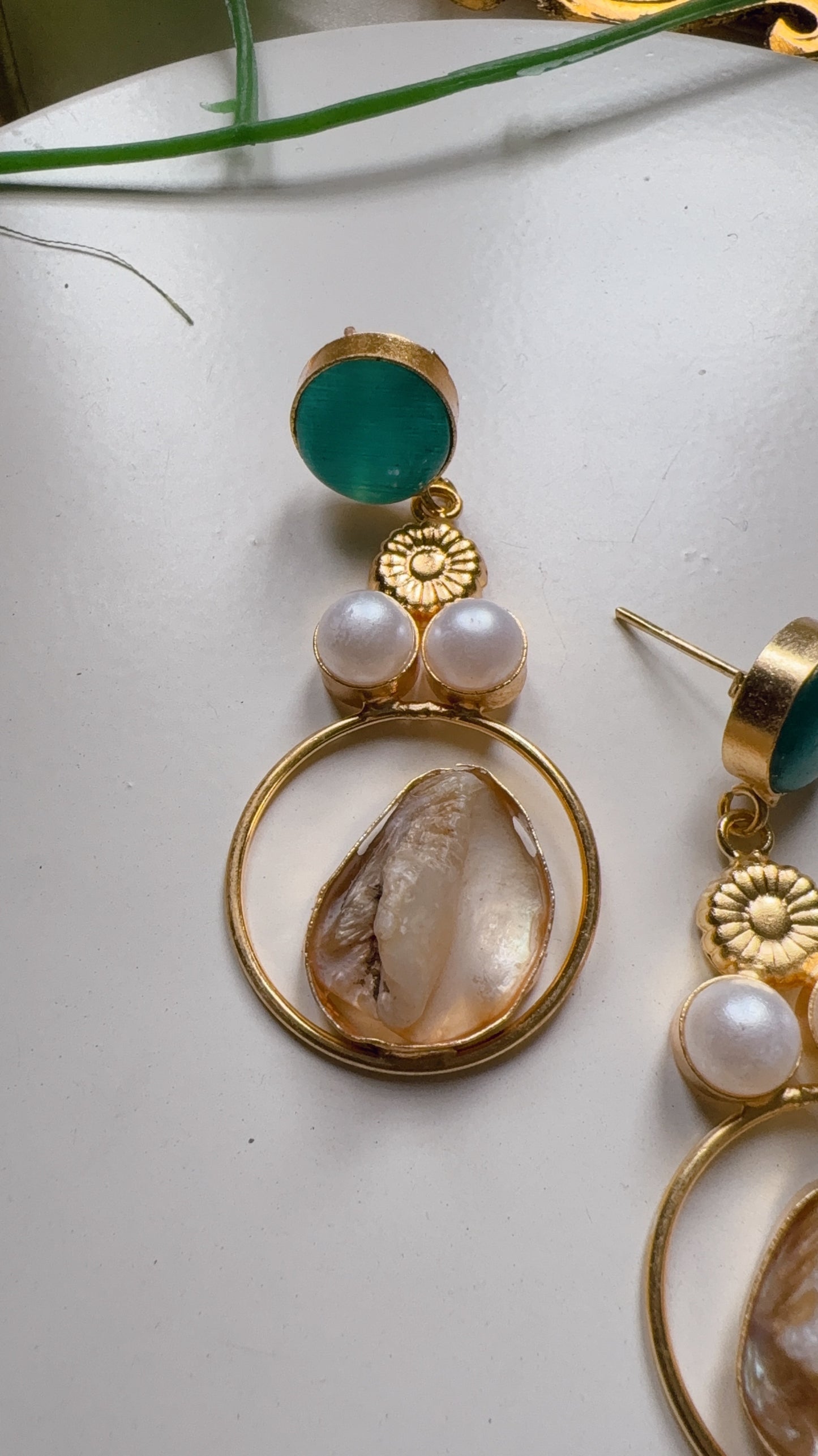 Divya MOP Earrings - Sky Blue