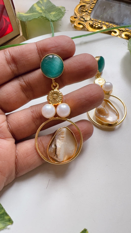 Divya MOP Earrings - Sky Blue