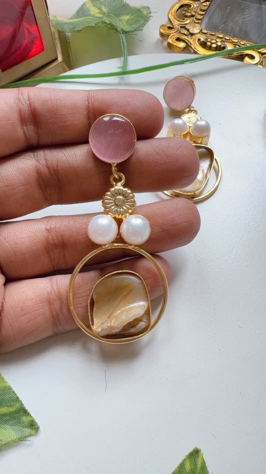 Divya MOP Earrings - Pink