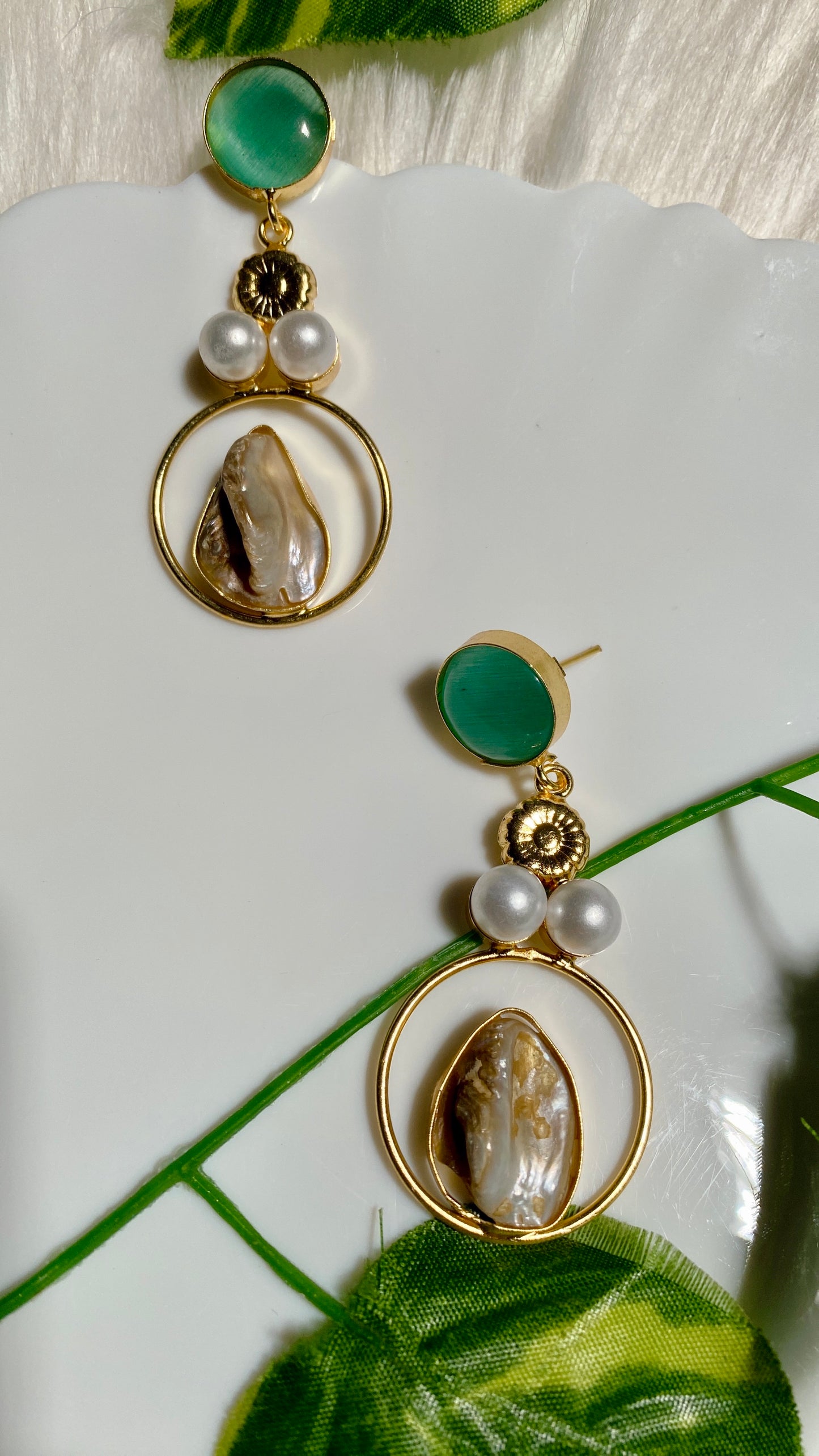 Divya Mint Green MOP Earrings