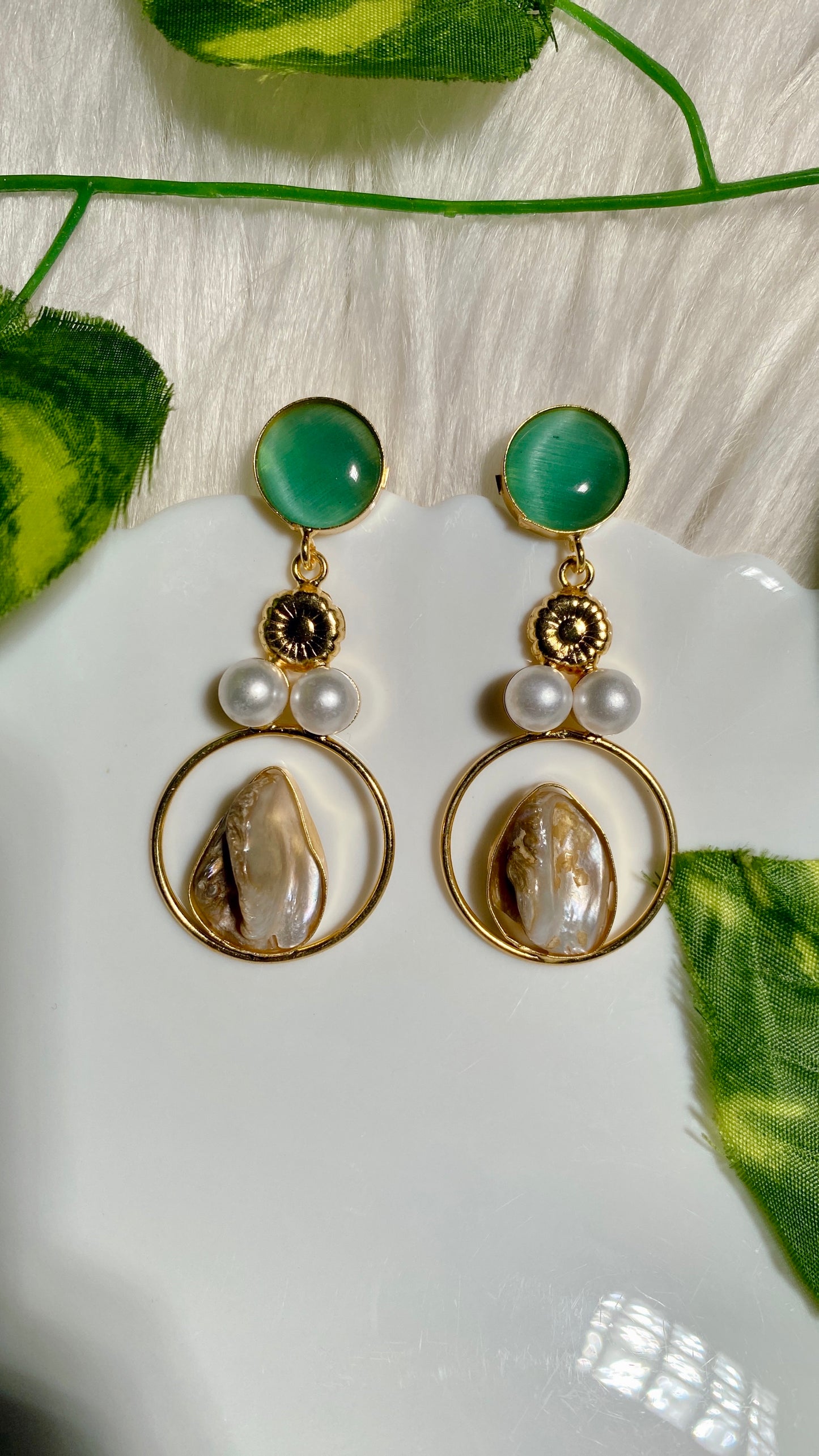 Divya Mint Green MOP Earrings