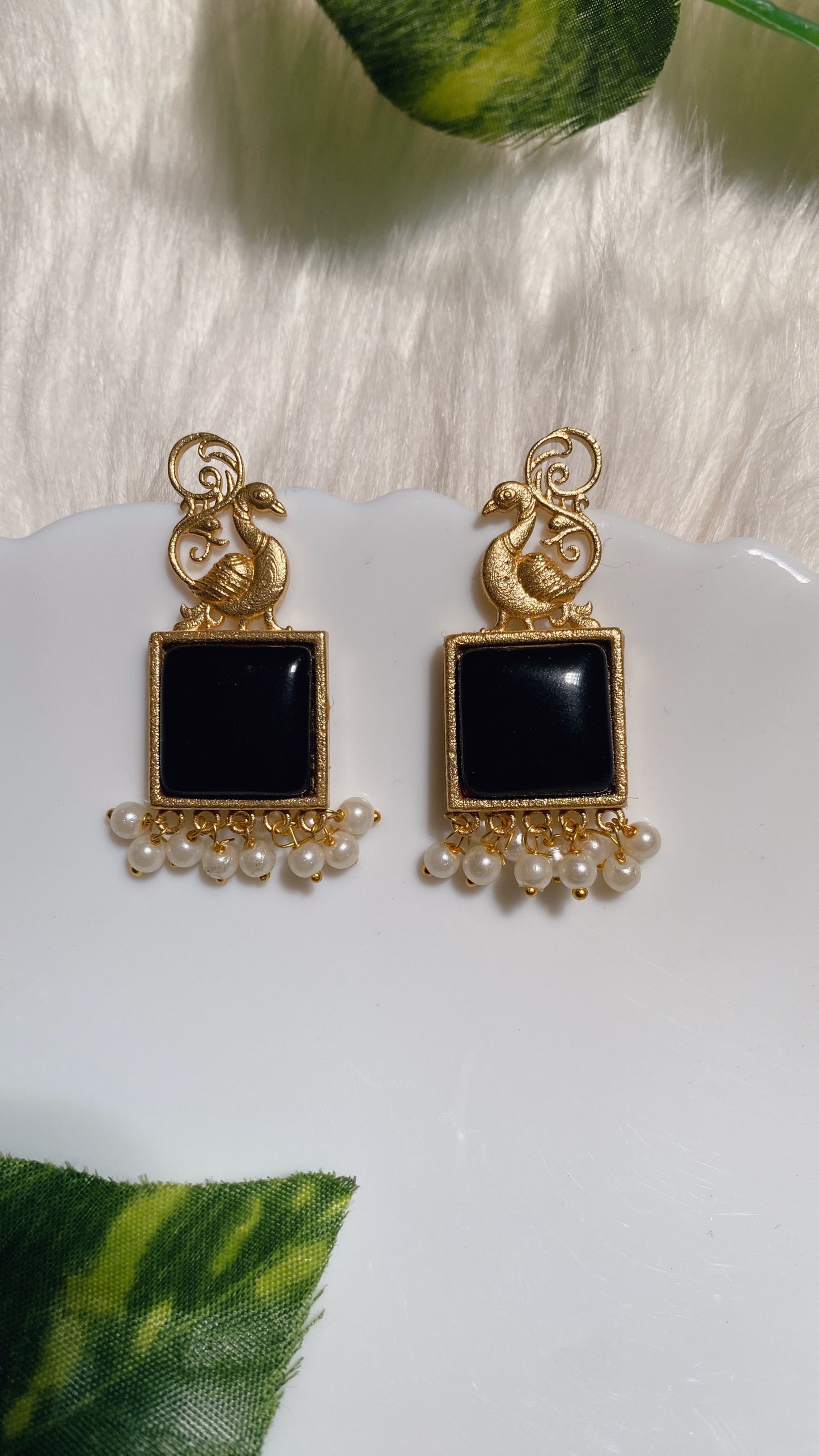 Peacock Prism Black Earring