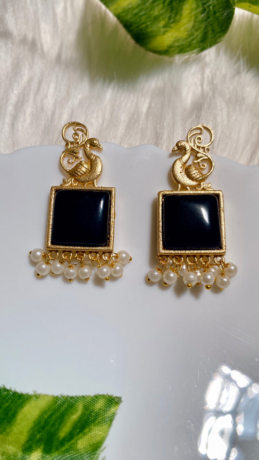 Peacock Prism Black Earring