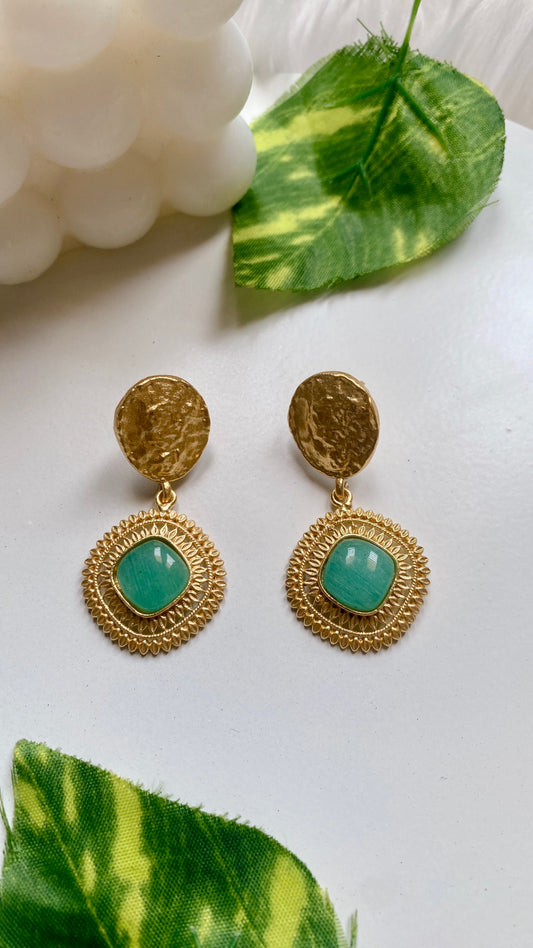 Simar Drop Earrings - Green