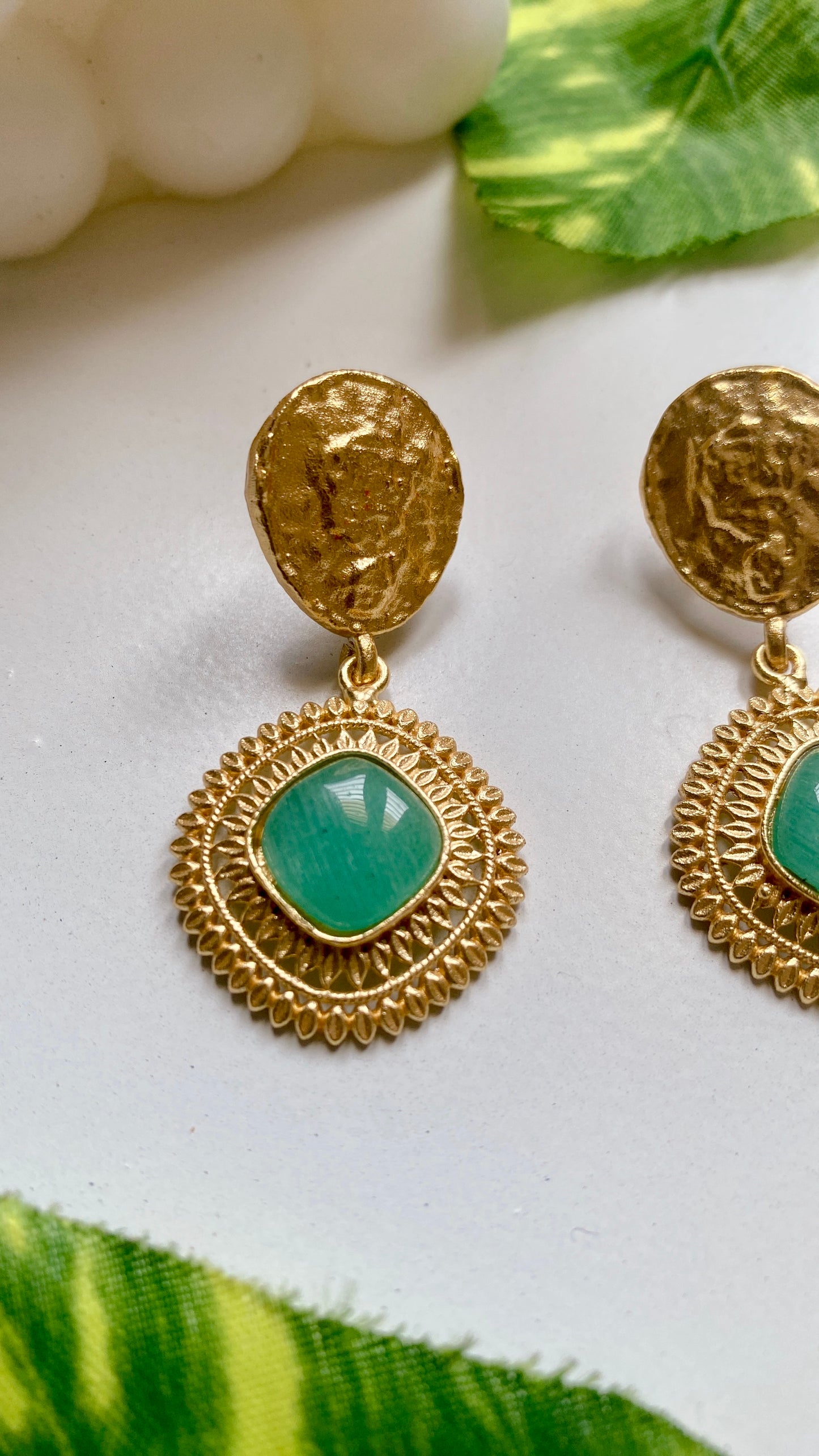 Simar Drop Earrings - Green
