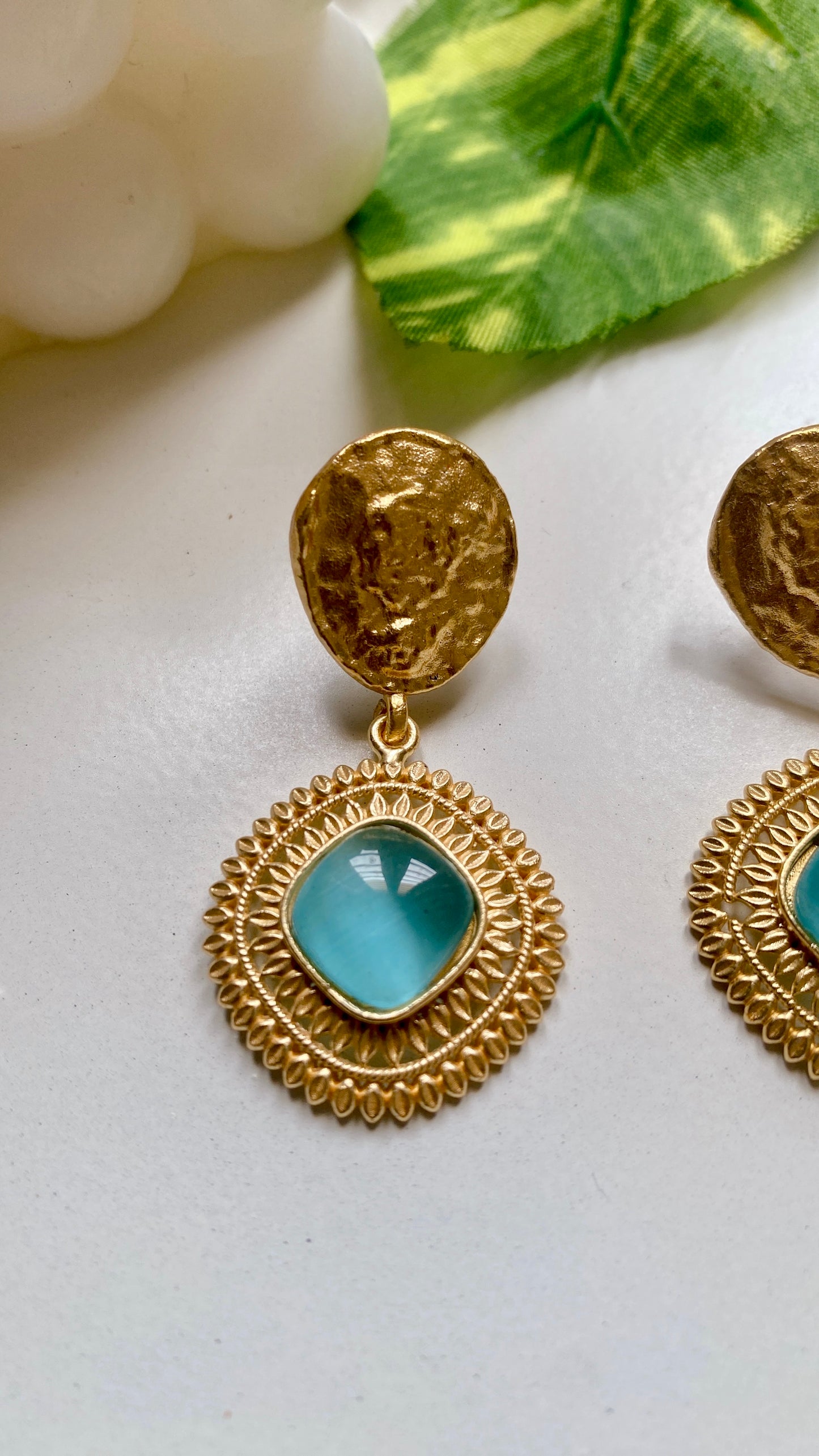 Simar Drop Earrings - Sky Blue