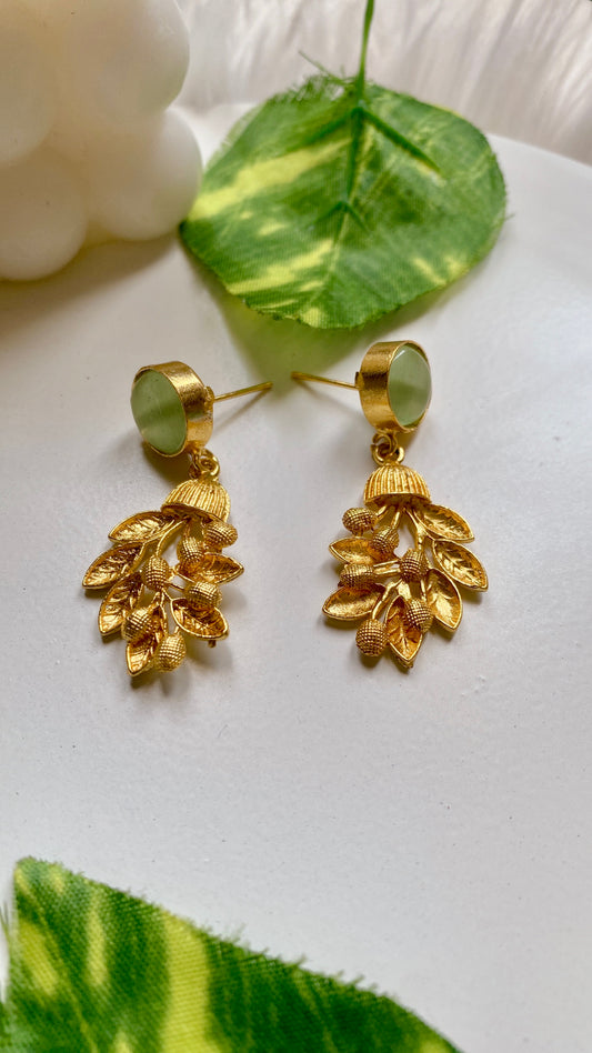 Kanika Leaf Earrings - Mint Green