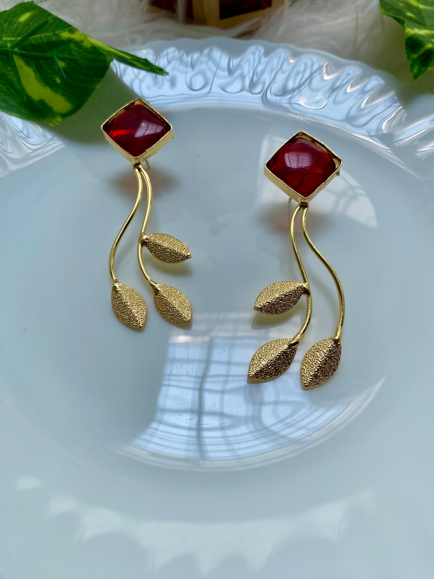 Red Leaf Breeze Earrings