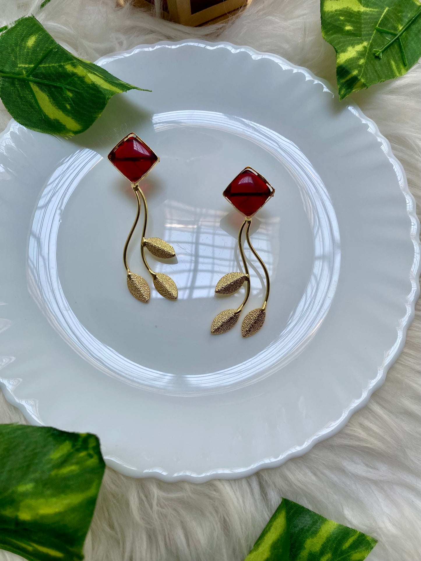 Red Leaf Breeze Earrings