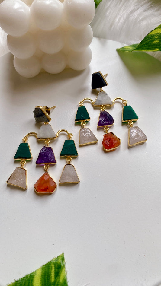 Lumi falls uncut stone Earrings