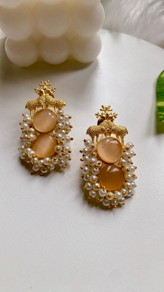 Manmohini Earrings - Peach