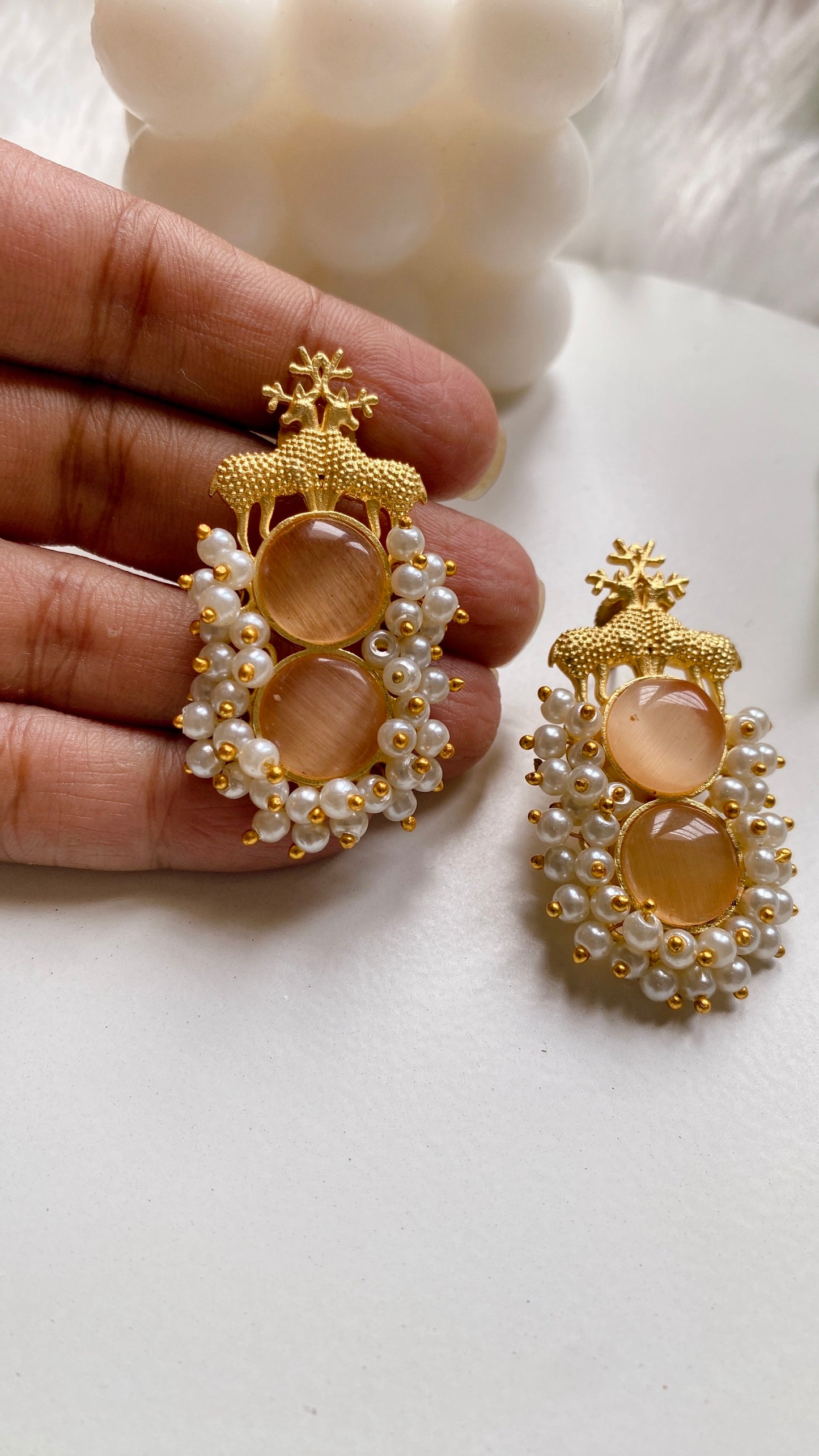 Manmohini Earrings - Peach