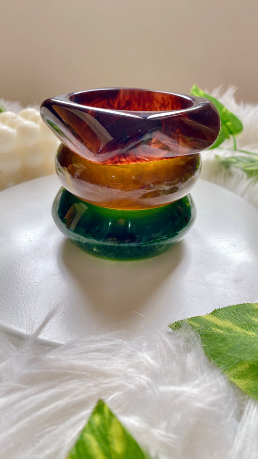 Anica Resin Bangle Stack - Earthy