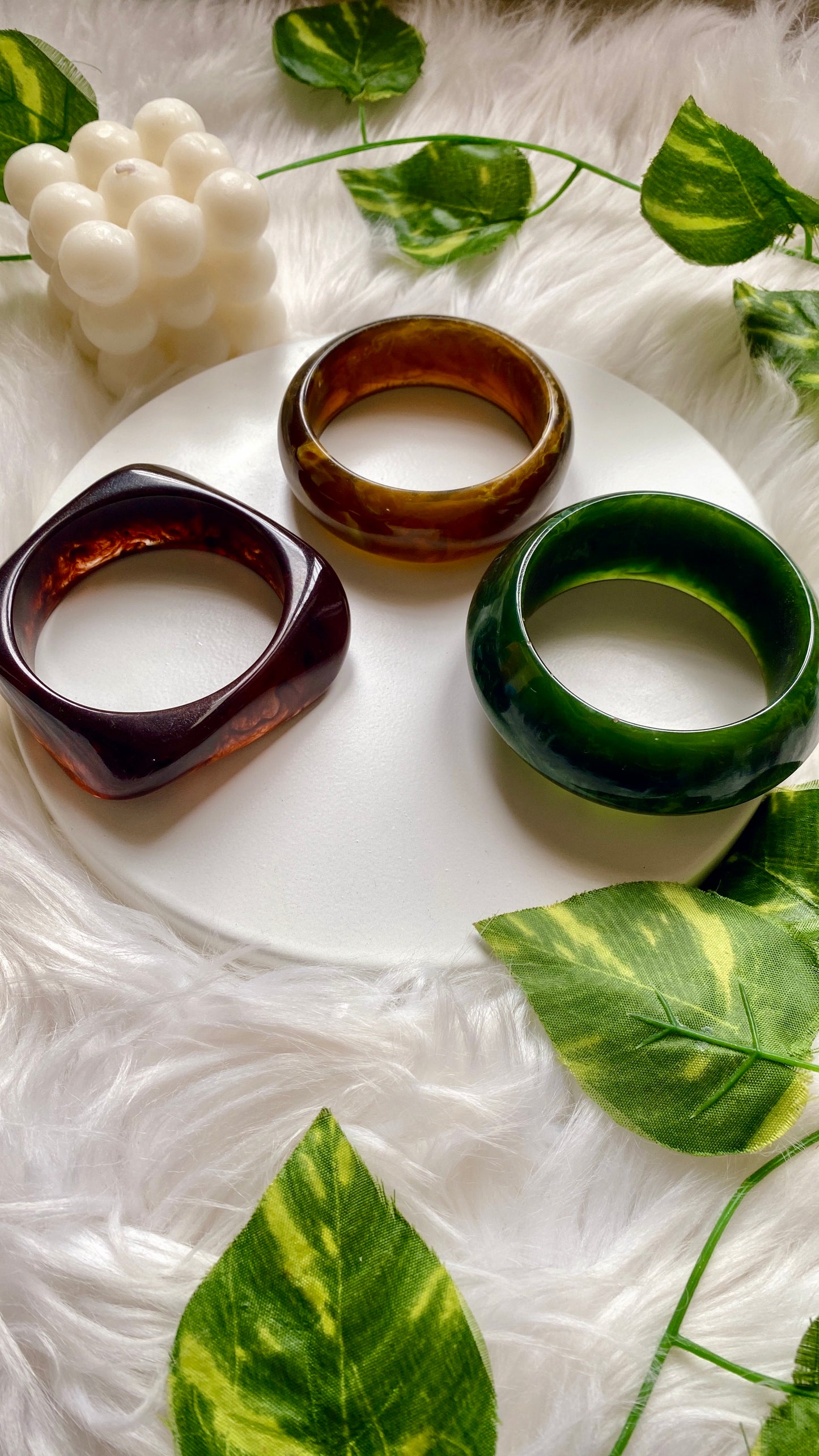 Anica Resin Bangle Stack - Earthy