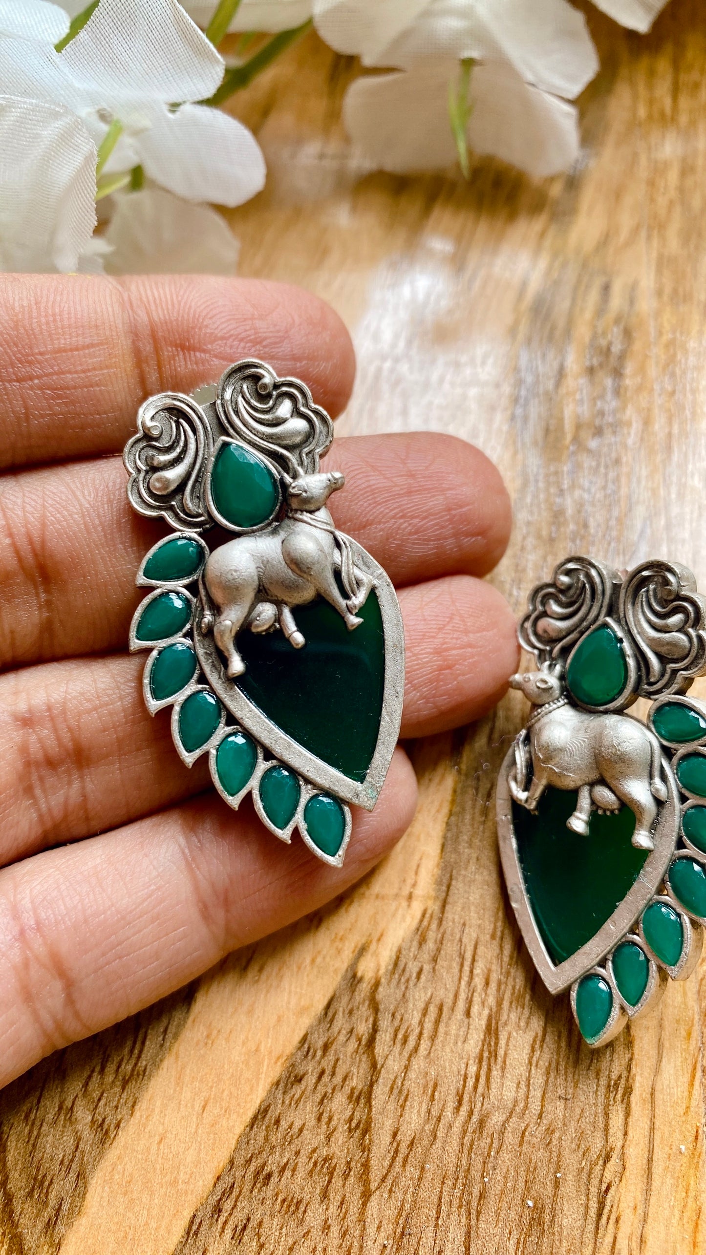 Devika Studs - Green