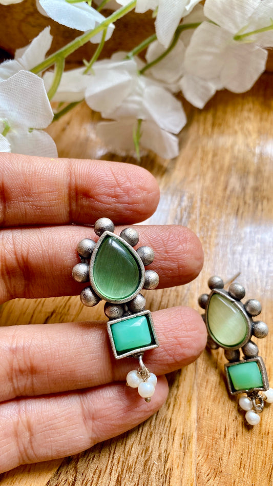 Ishita Drops Earrings - Mint Green