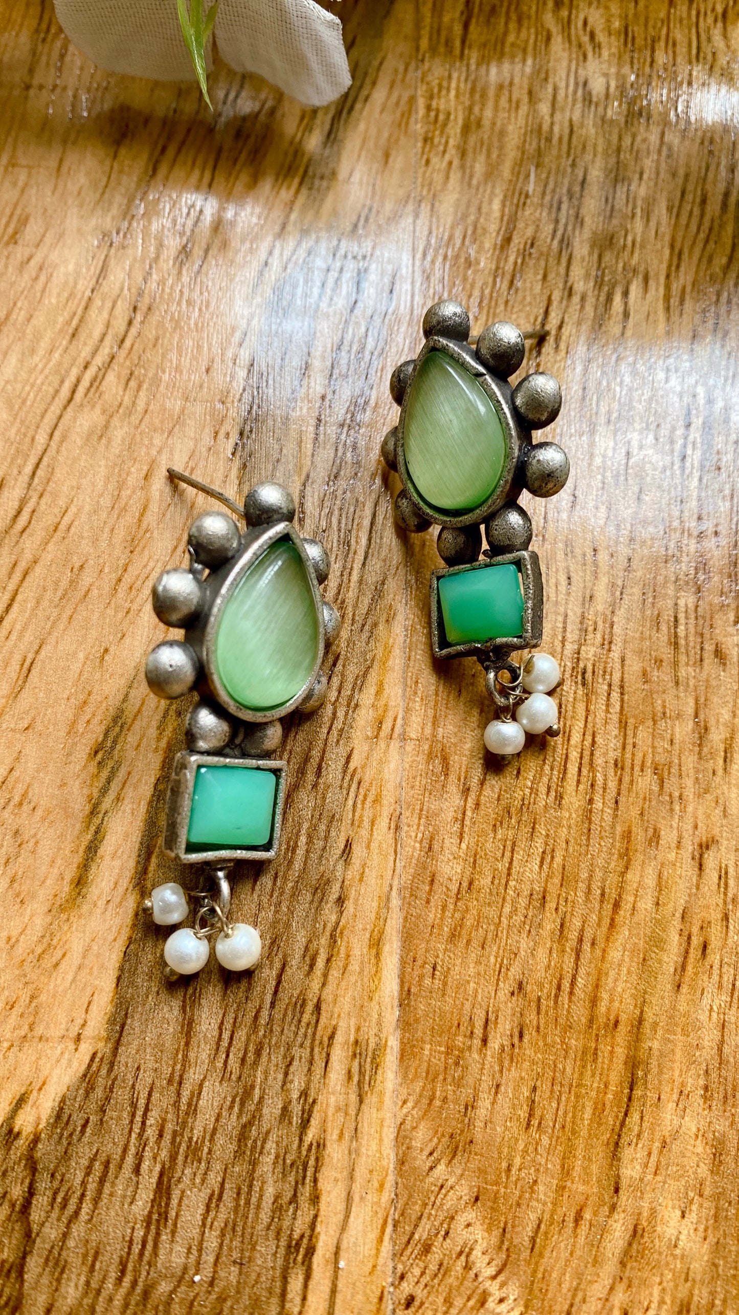 Ishita Drops Earrings - Mint Green