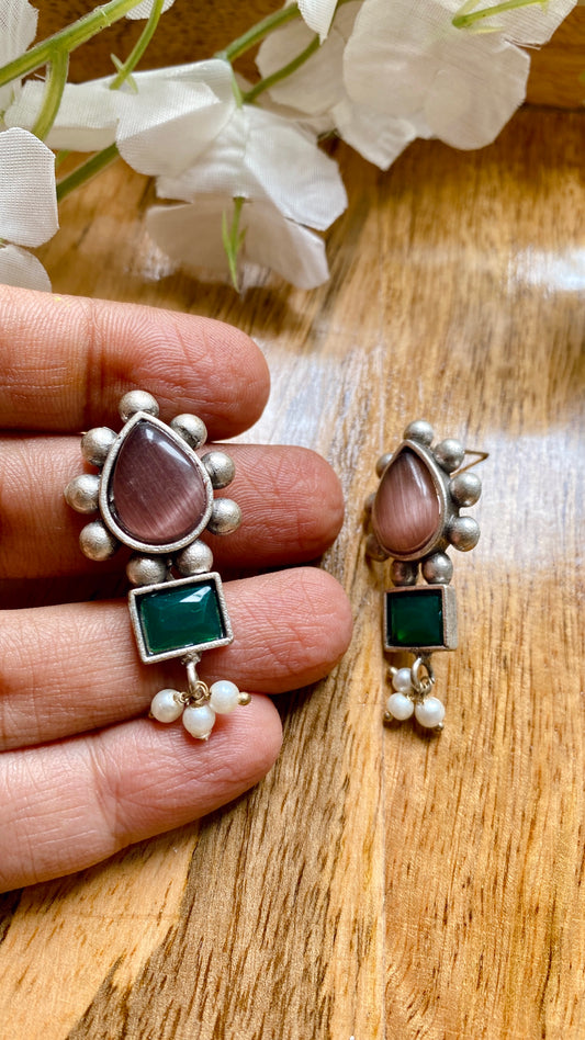 Ishita Drops Earrings - Plum