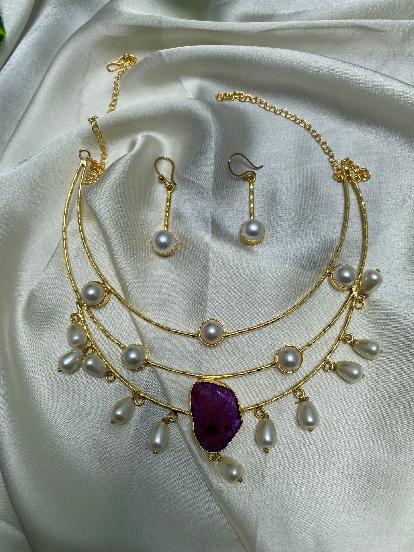 Pearl Pathways Brass Necklace Set